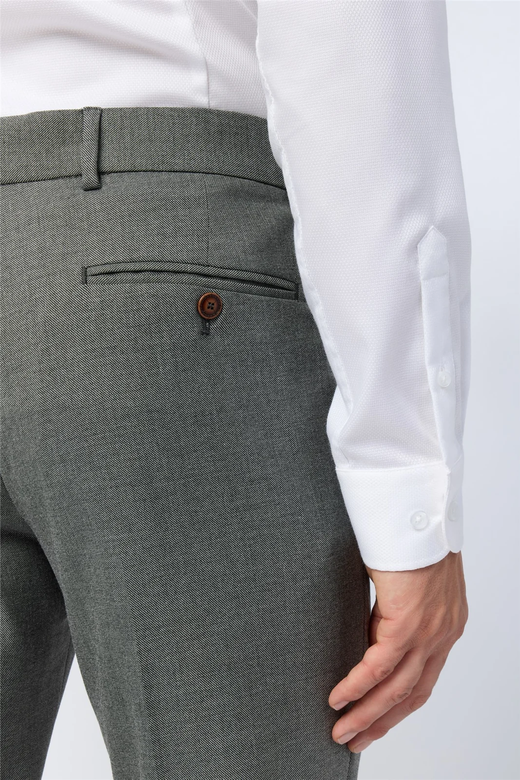 Antique Rogue Slim Fit Grey Texture Stretch Trousers thumbnail 3