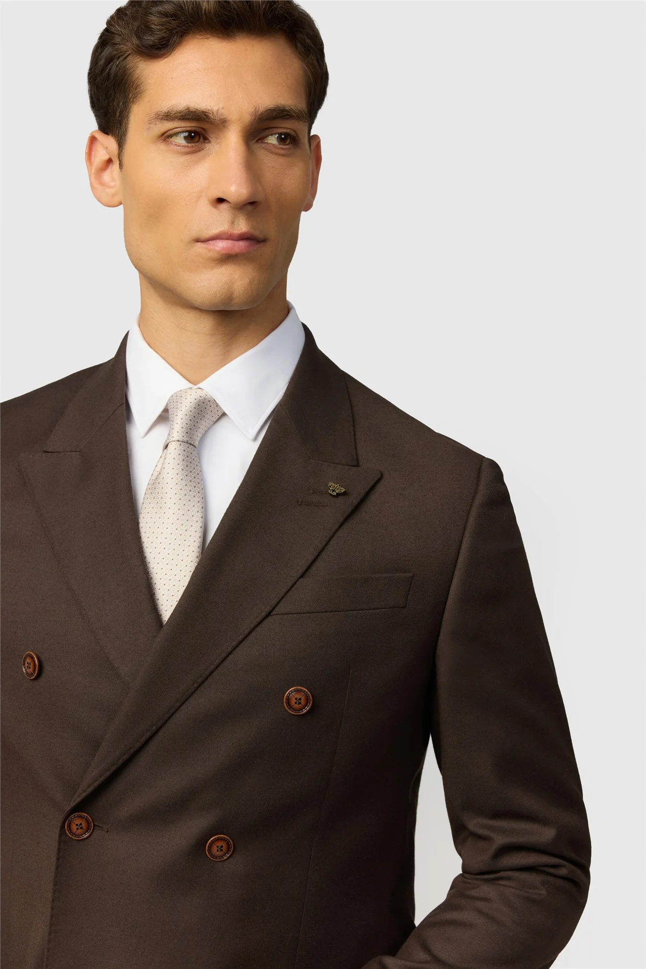 Antique Rogue Slim Fit Harley Chocolate Flannel Double Breasted Jacket thumbnail 4
