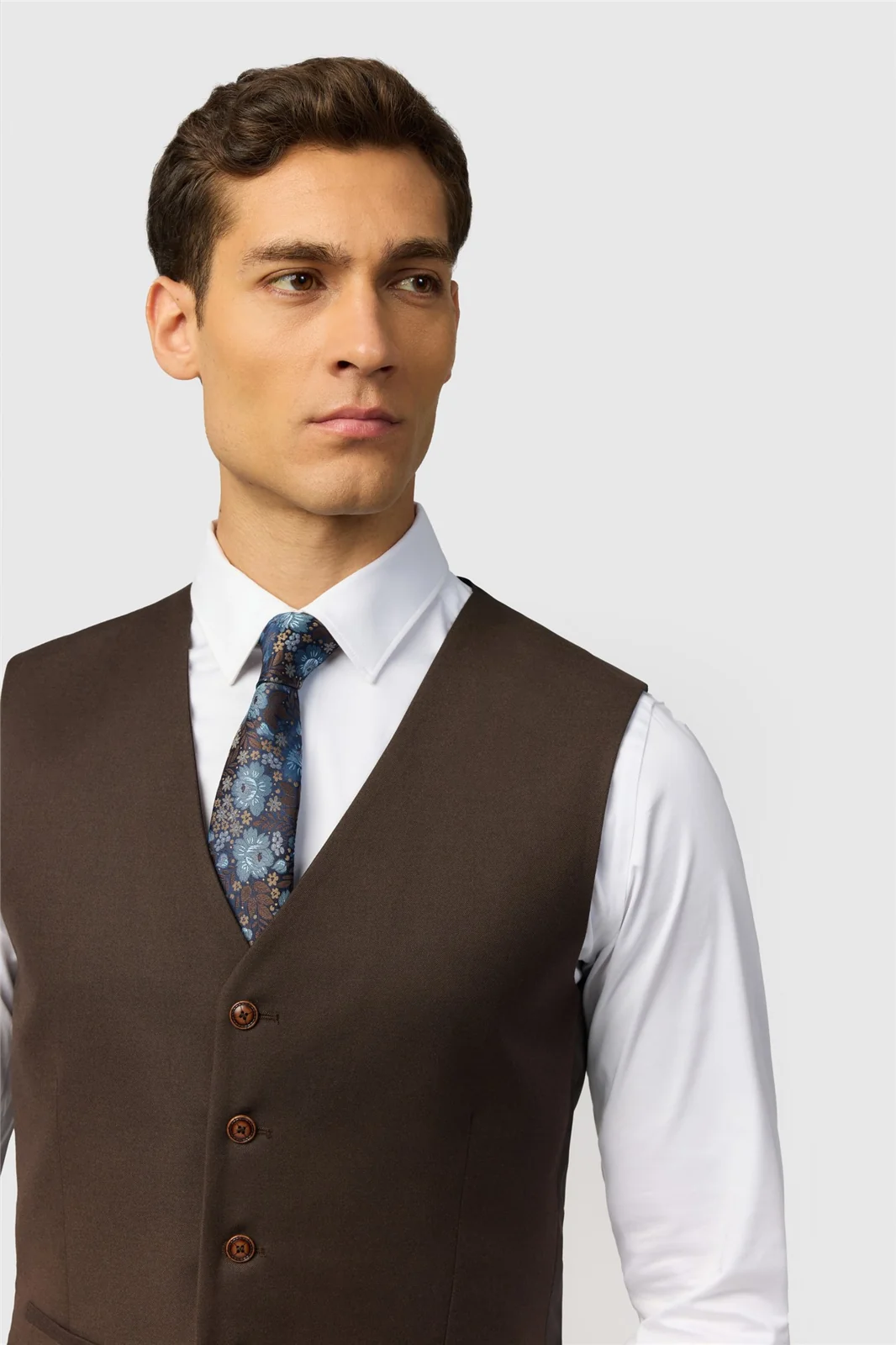 Antique Rogue Slim Fit Harley Chocolate Flannel Waistcoat thumbnail 2