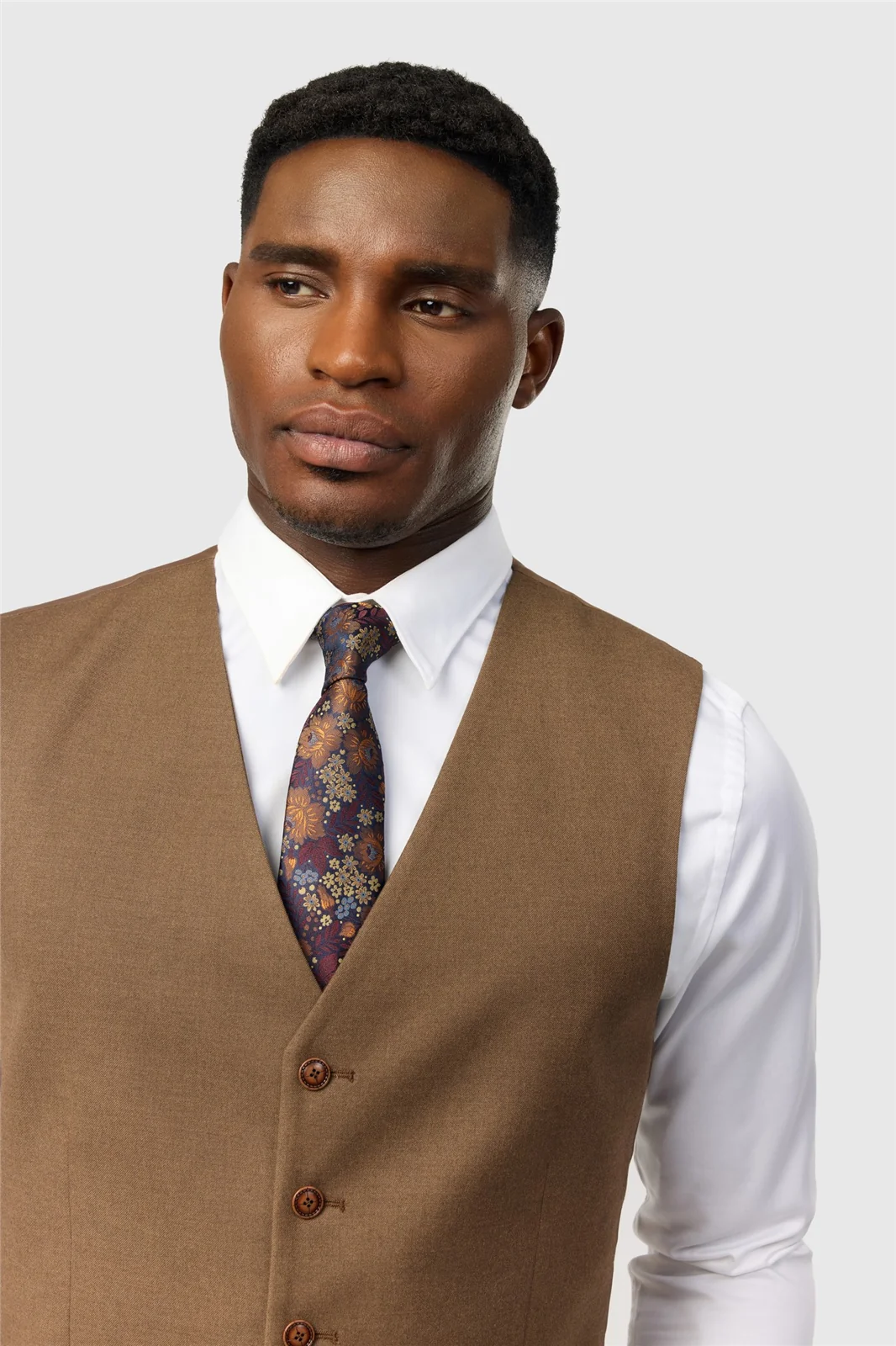 Antique Rogue Slim Fit Harley Flannel Chestnut Waistcoat thumbnail 3