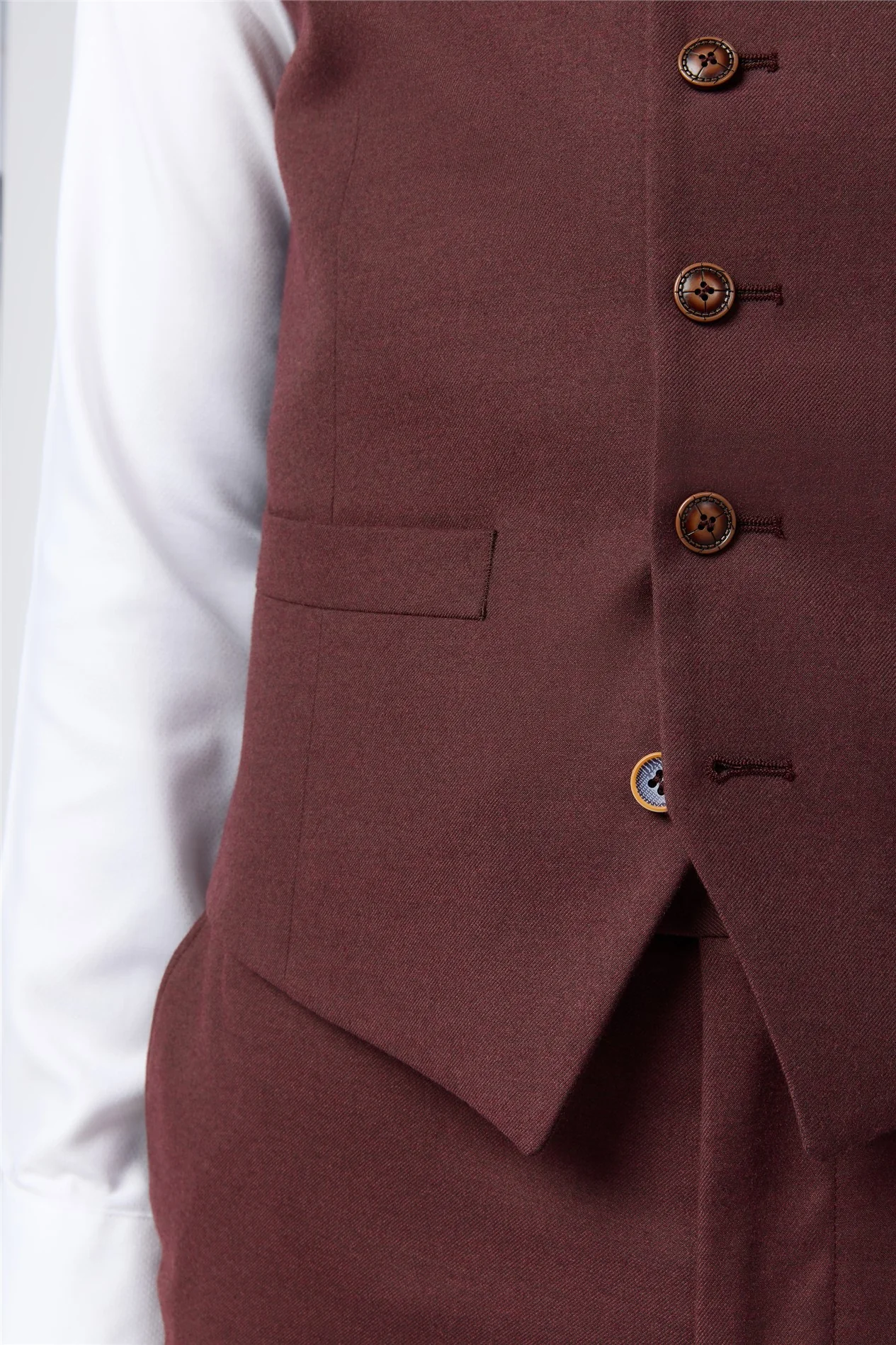 Antique Rogue Slim Fit Harley Mulberry Flannel Waistcoat thumbnail 2