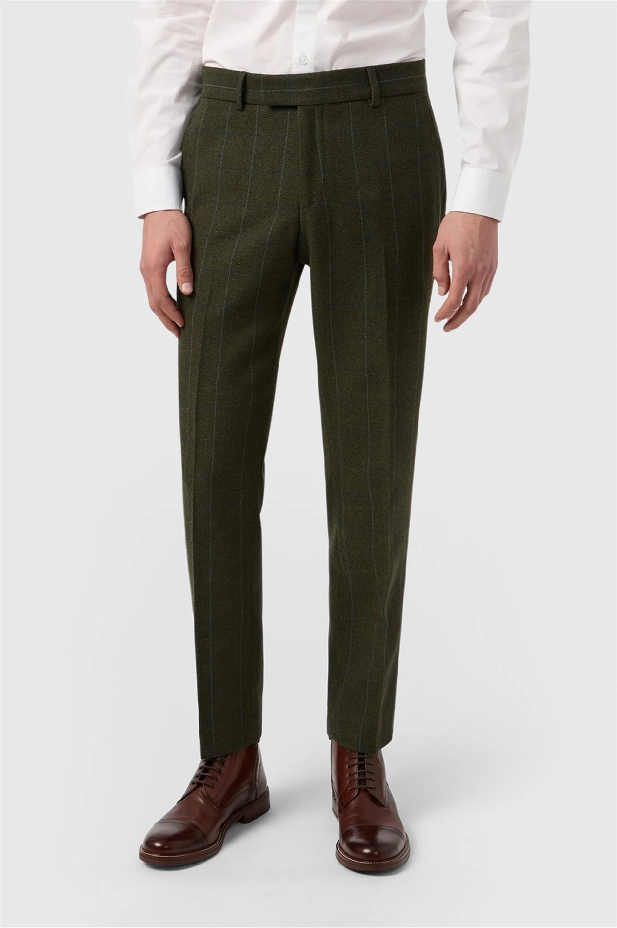 Antique Rogue Slim Fit Hooper Green And Blue Check Tweed Trouser primary image