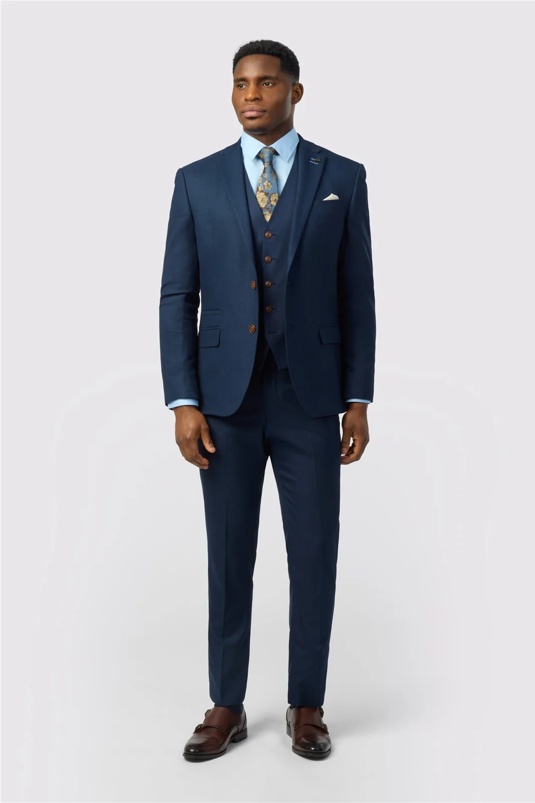 Antique Rogue Slim Fit Navy Texture Stretch Jacket thumbnail 2