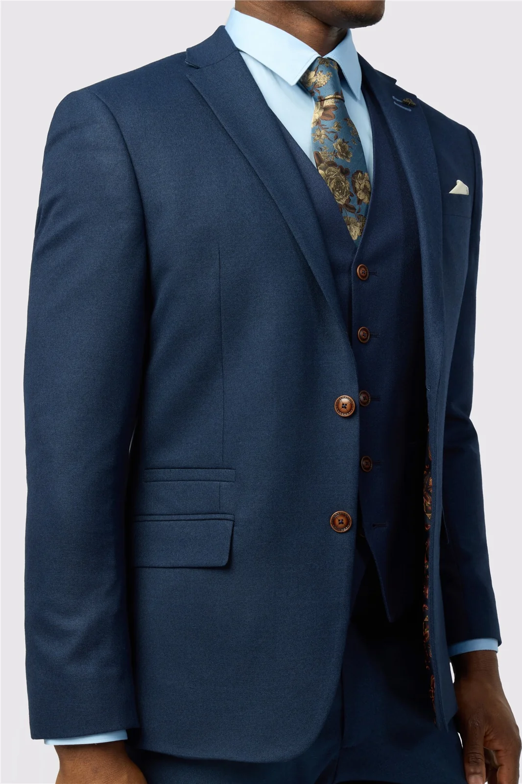 Antique Rogue Slim Fit Navy Texture Stretch Jacket thumbnail 4