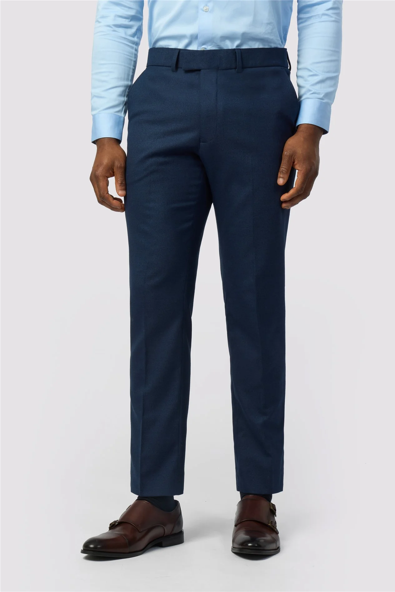 Antique Rogue Slim Fit Navy Texture Stretch Trousers primary image