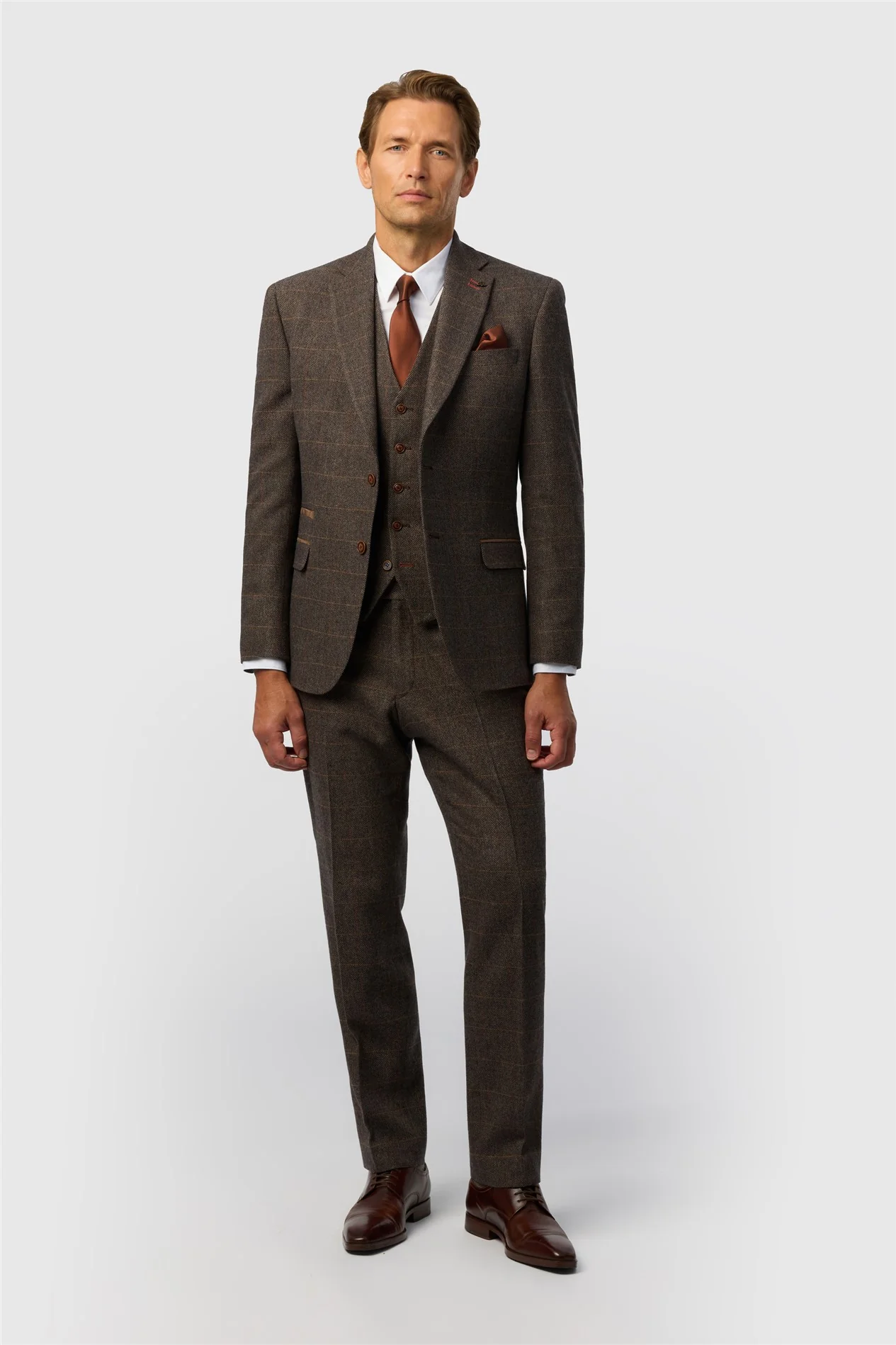 Antique Rogue Tailored Fit Beck Brown Tweed Check Jacket thumbnail 2