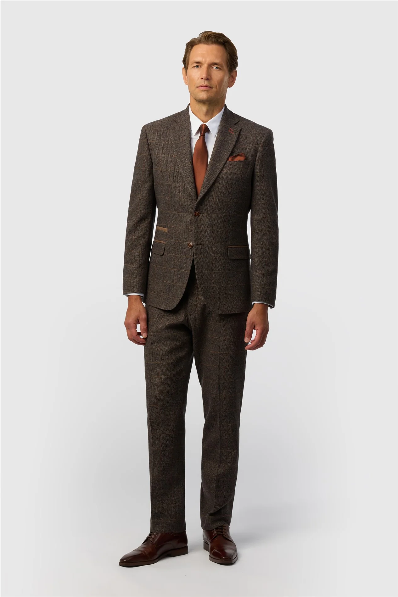 Antique Rogue Tailored Fit Beck Brown Tweed Check Jacket thumbnail 3
