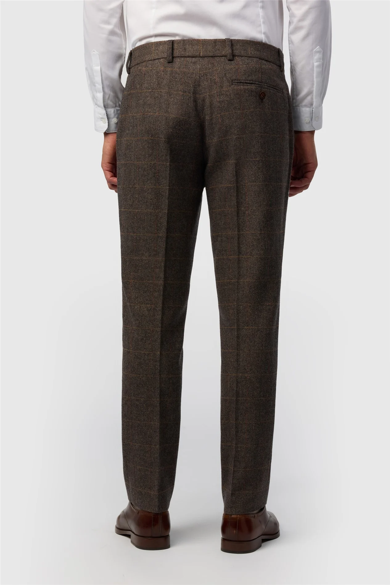 Antique Rogue Tailored Fit Beck Brown Tweed Check Trouser thumbnail 2