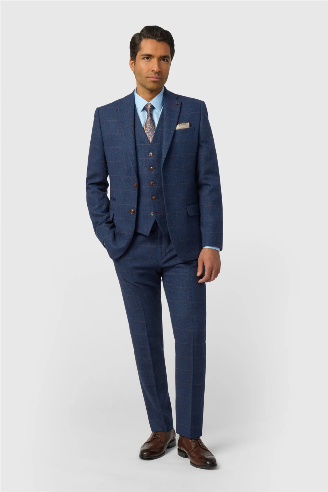 Antique Rogue Tailored Fit Ezra Blue Check Jacket thumbnail 2