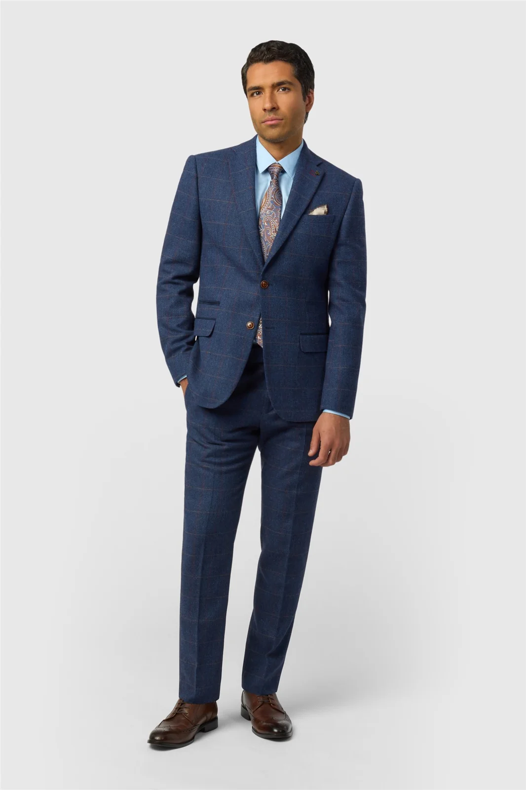 Antique Rogue Tailored Fit Ezra Blue Check Jacket thumbnail 3
