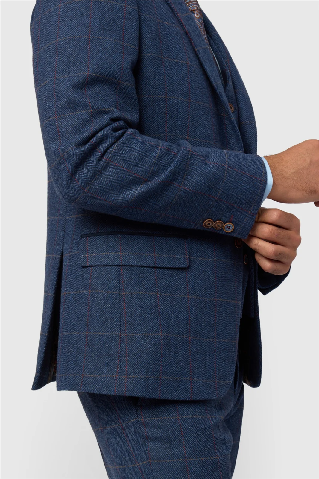 Antique Rogue Tailored Fit Ezra Blue Check Jacket thumbnail 5