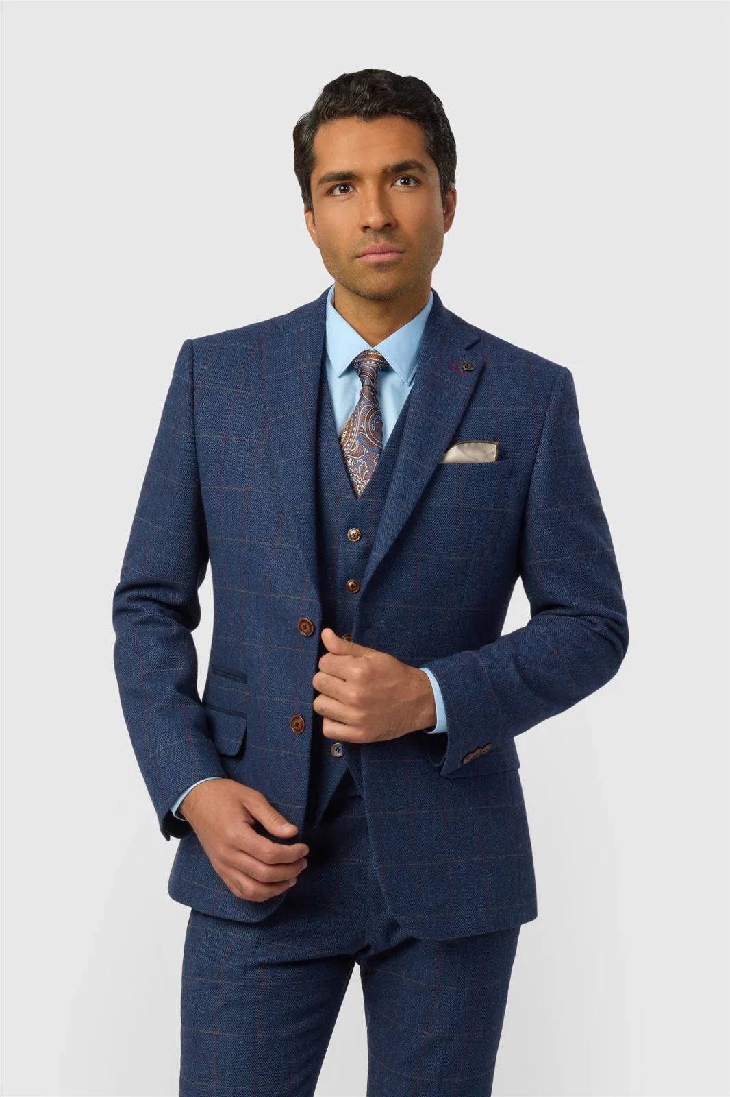 Antique Rogue Tailored Fit Ezra Blue Check Jacket