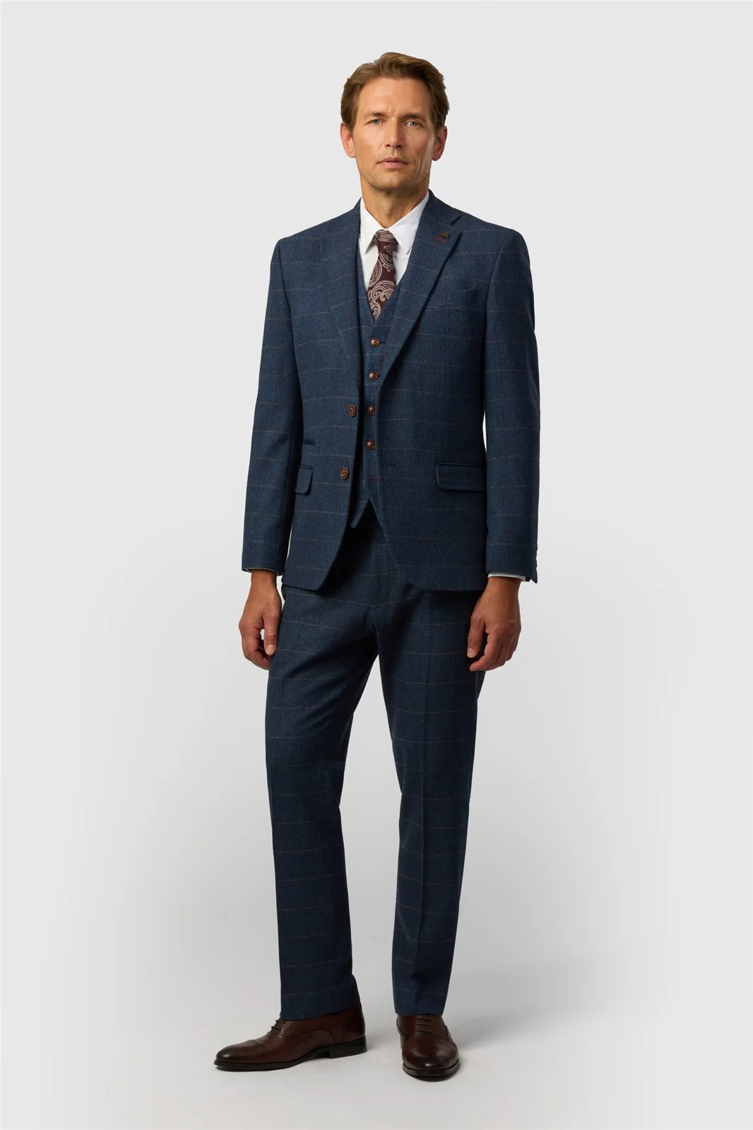 Antique Rogue Tailored Fit Ezra Blue Check Tweed Jacket thumbnail 2