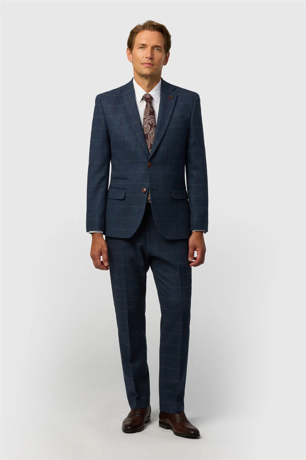 Antique Rogue Tailored Fit Ezra Blue Check Tweed Jacket thumbnail 3
