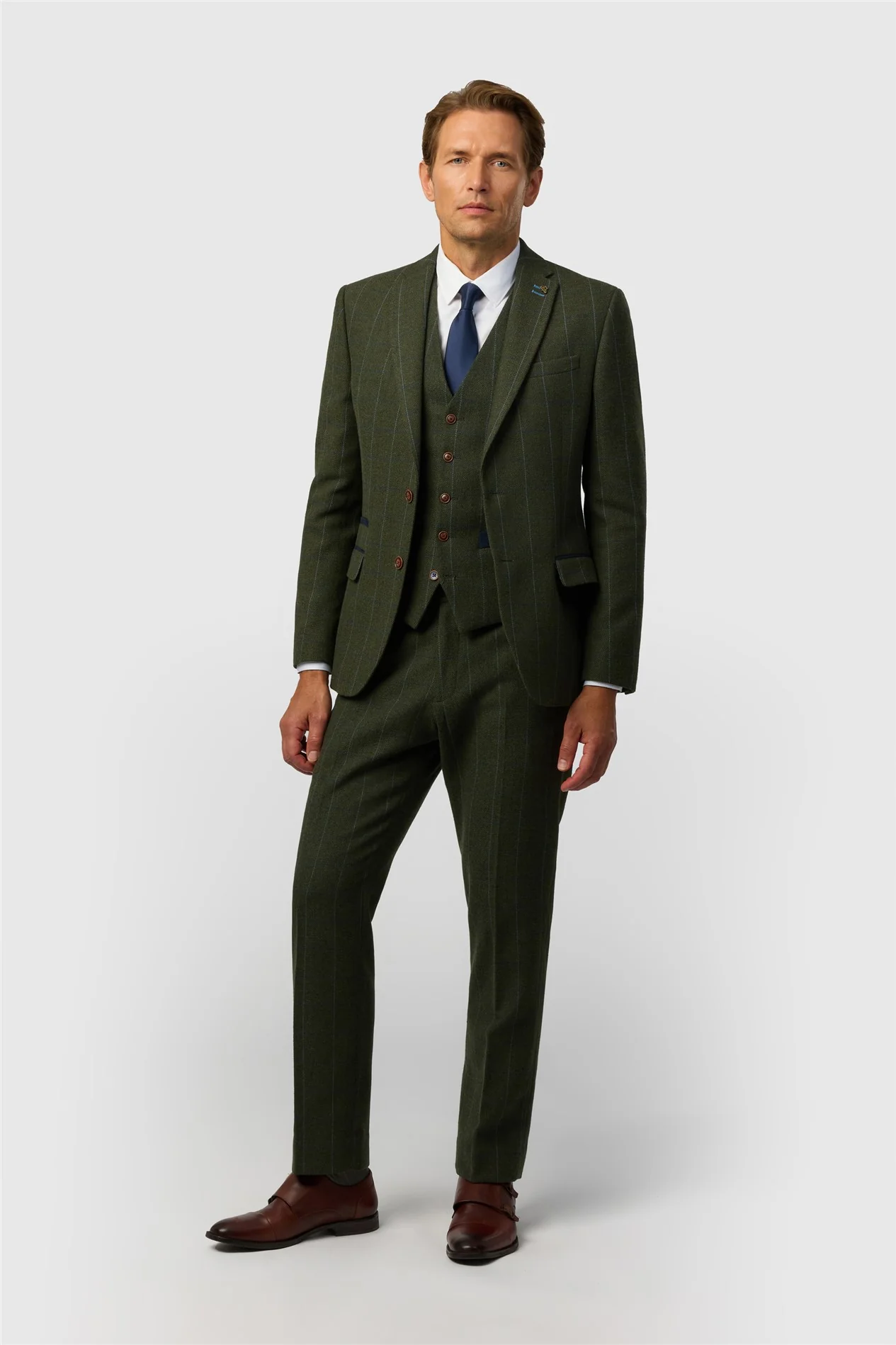 Antique Rogue Tailored Fit Hooper Green and Blue Check Jacket thumbnail 2