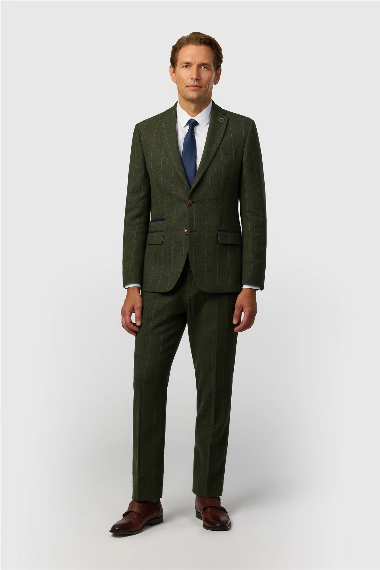 Antique Rogue Tailored Fit Hooper Green and Blue Check Jacket thumbnail 3
