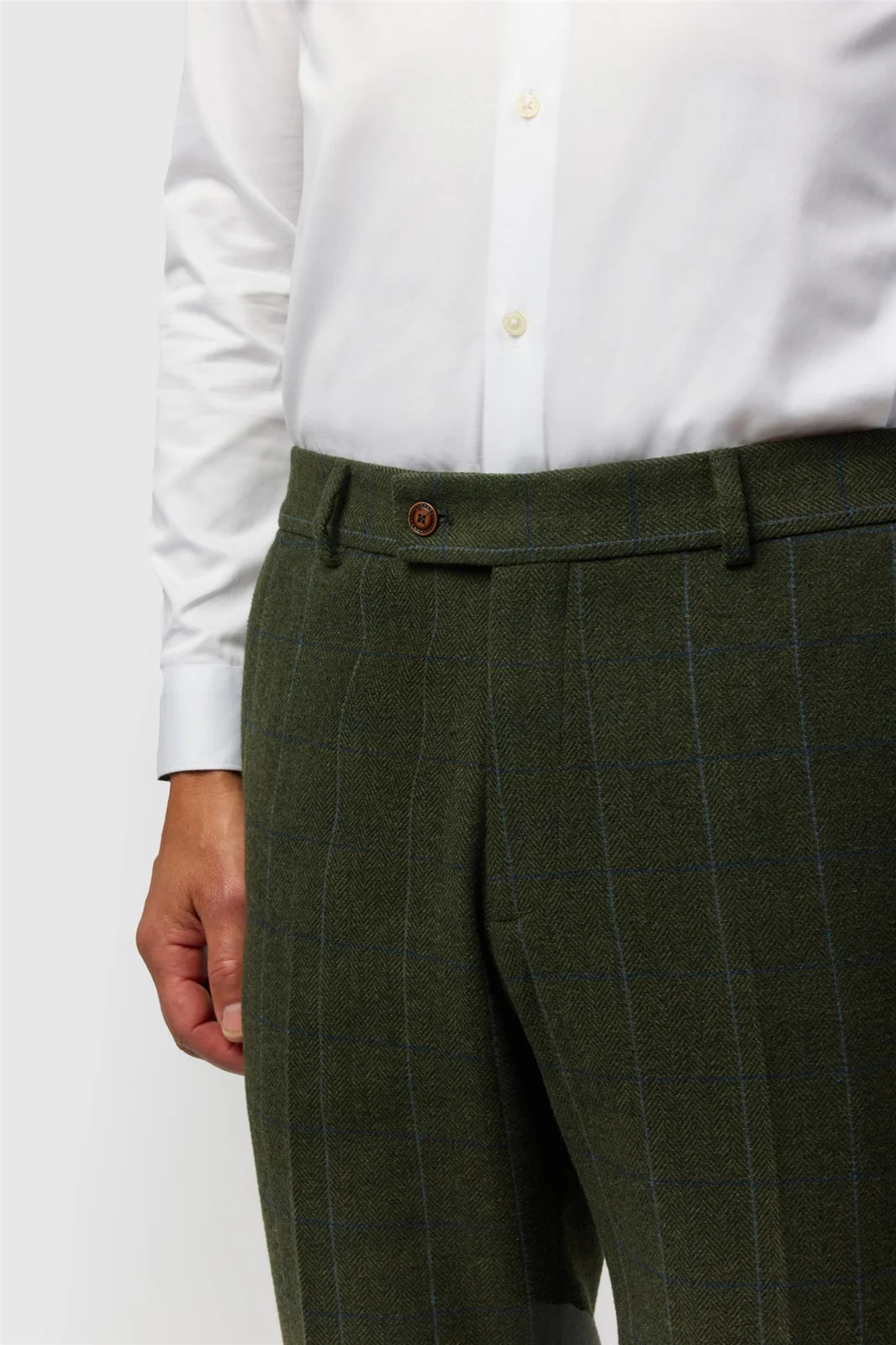 Antique Rogue Tailored Fit Hooper Green and Blue Check Trousers thumbnail 2