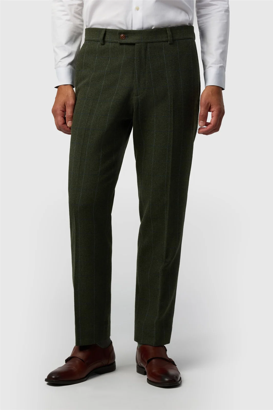 Antique Rogue Tailored Fit Hooper Green and Blue Check Trousers primary image