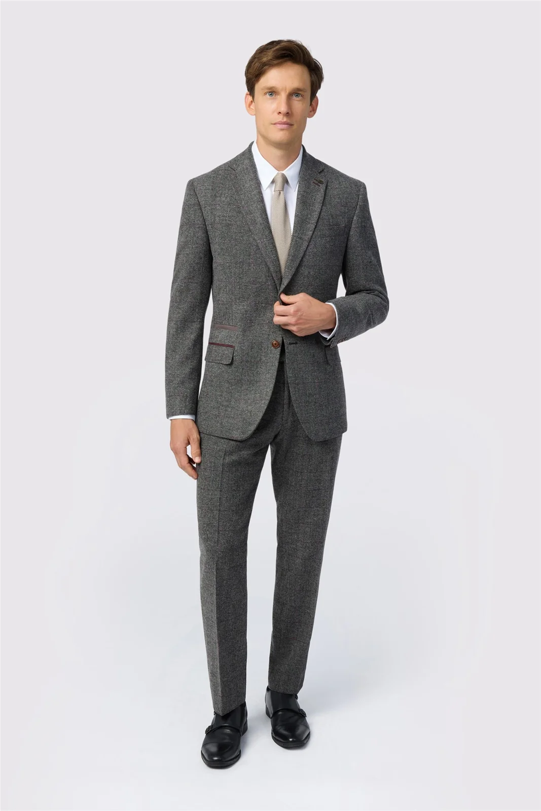 Antique Rogue Tailored Fit Jace Grey Berry Tweed Jacket thumbnail 3