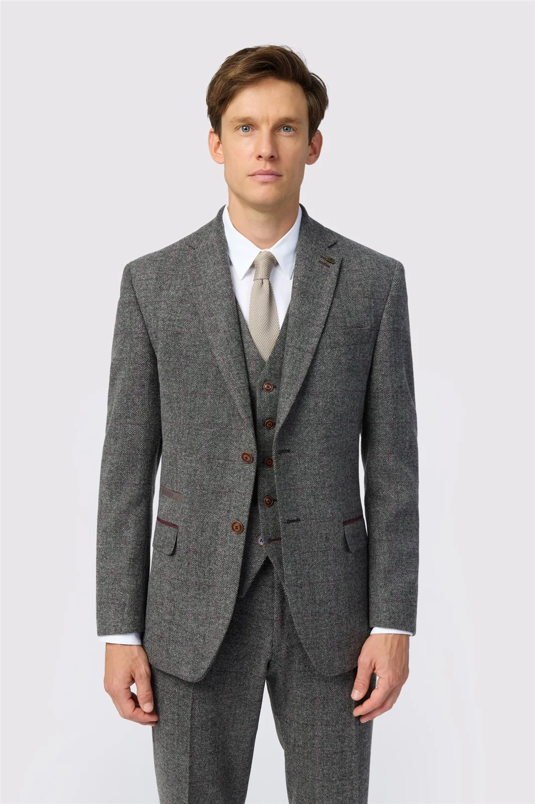 Antique Rogue Tailored Fit Jace Grey Berry Tweed Jacket primary image
