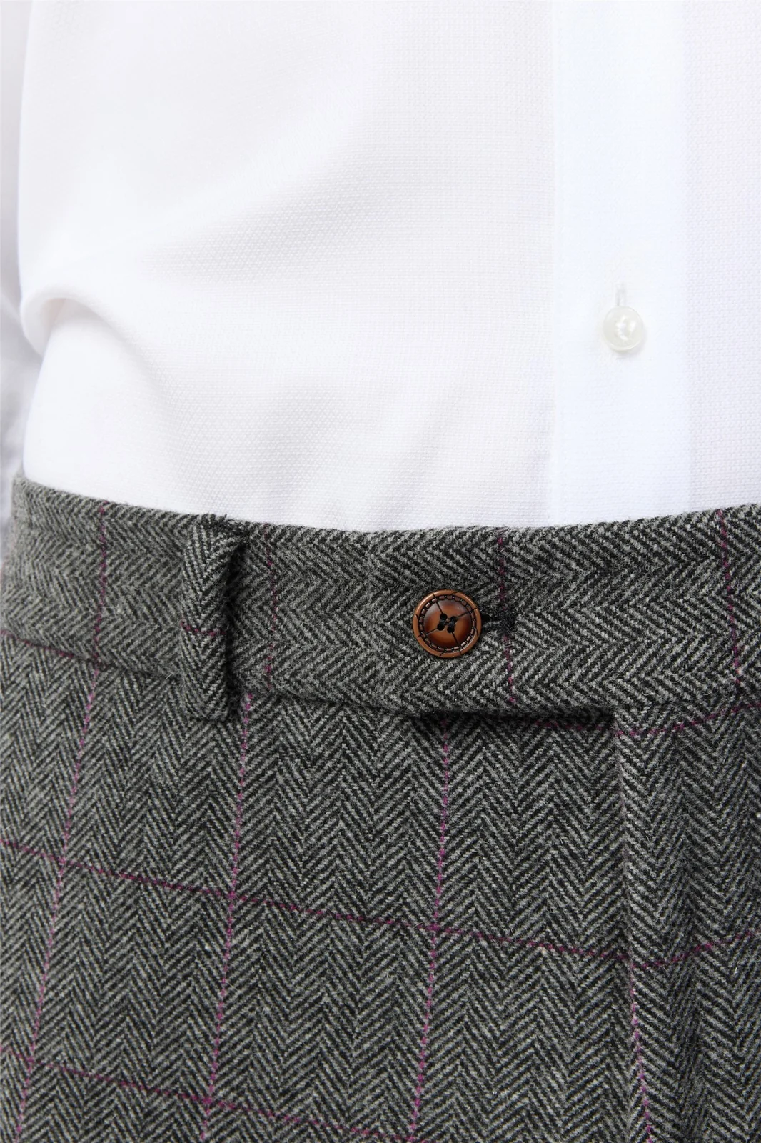 Antique Rogue Tailored Fit Jace Grey Berry Tweed Trouser thumbnail 2