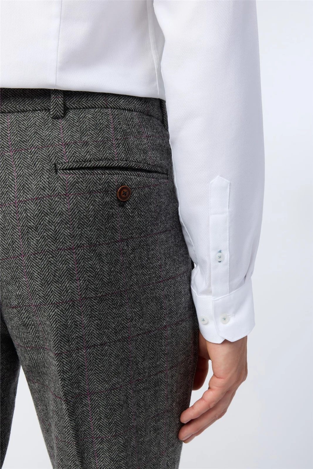 Antique Rogue Tailored Fit Jace Grey Berry Tweed Trouser thumbnail 3