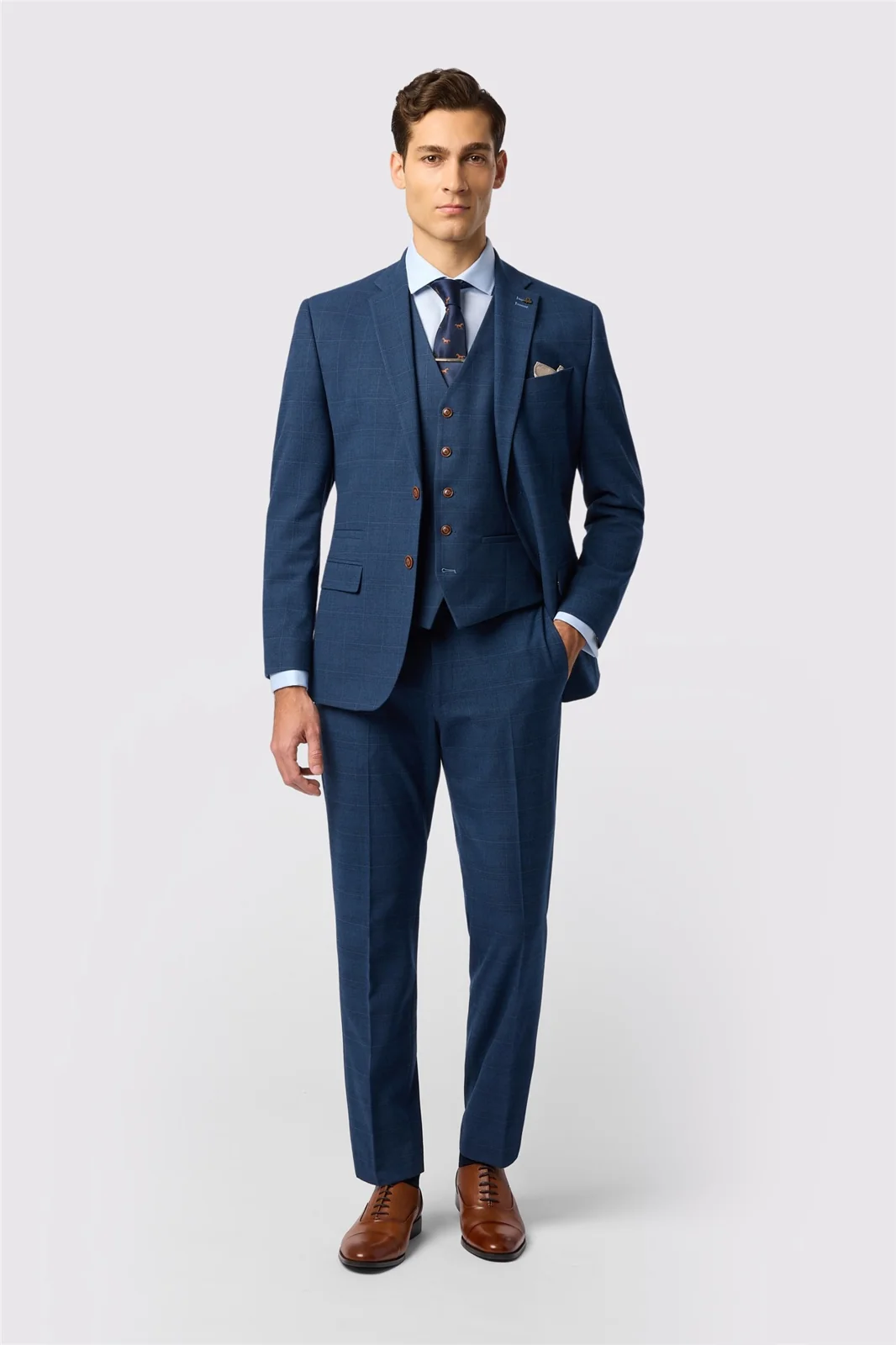 Antique Rogue Tailored Fit Maddoc Blue Check Jacket thumbnail 2