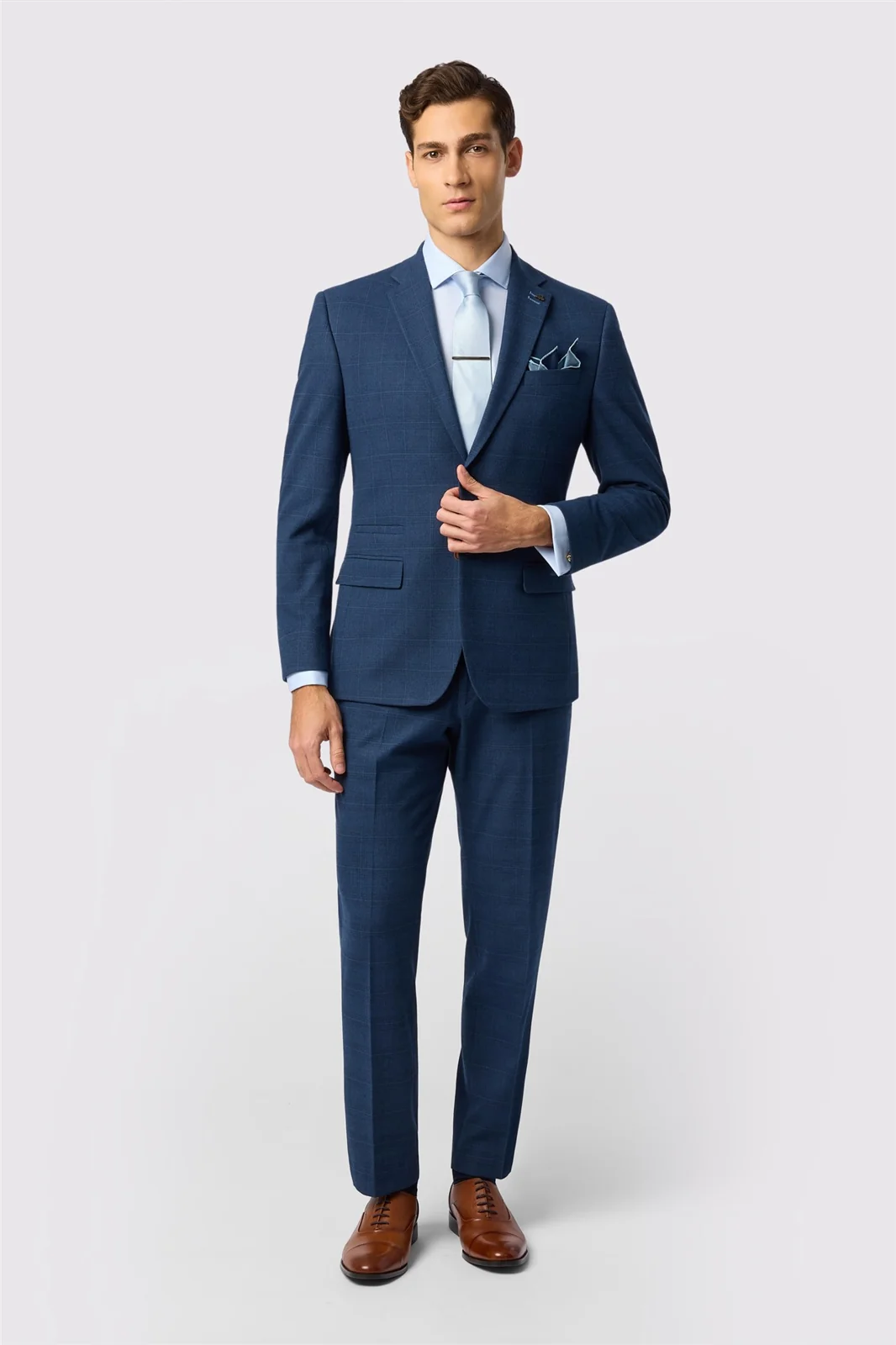 Antique Rogue Tailored Fit Maddoc Blue Check Jacket thumbnail 3