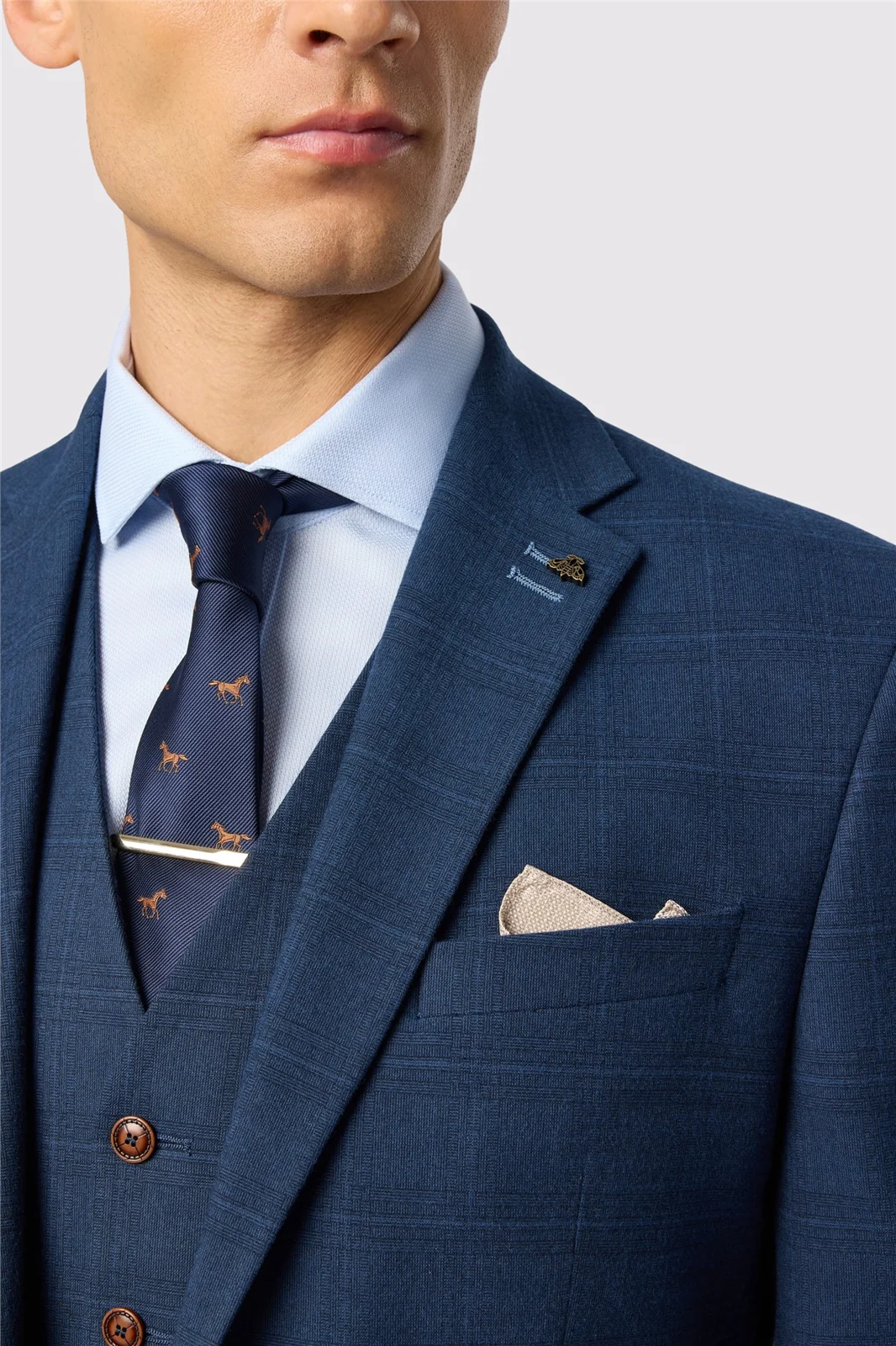 Antique Rogue Tailored Fit Maddoc Blue Check Jacket thumbnail 4