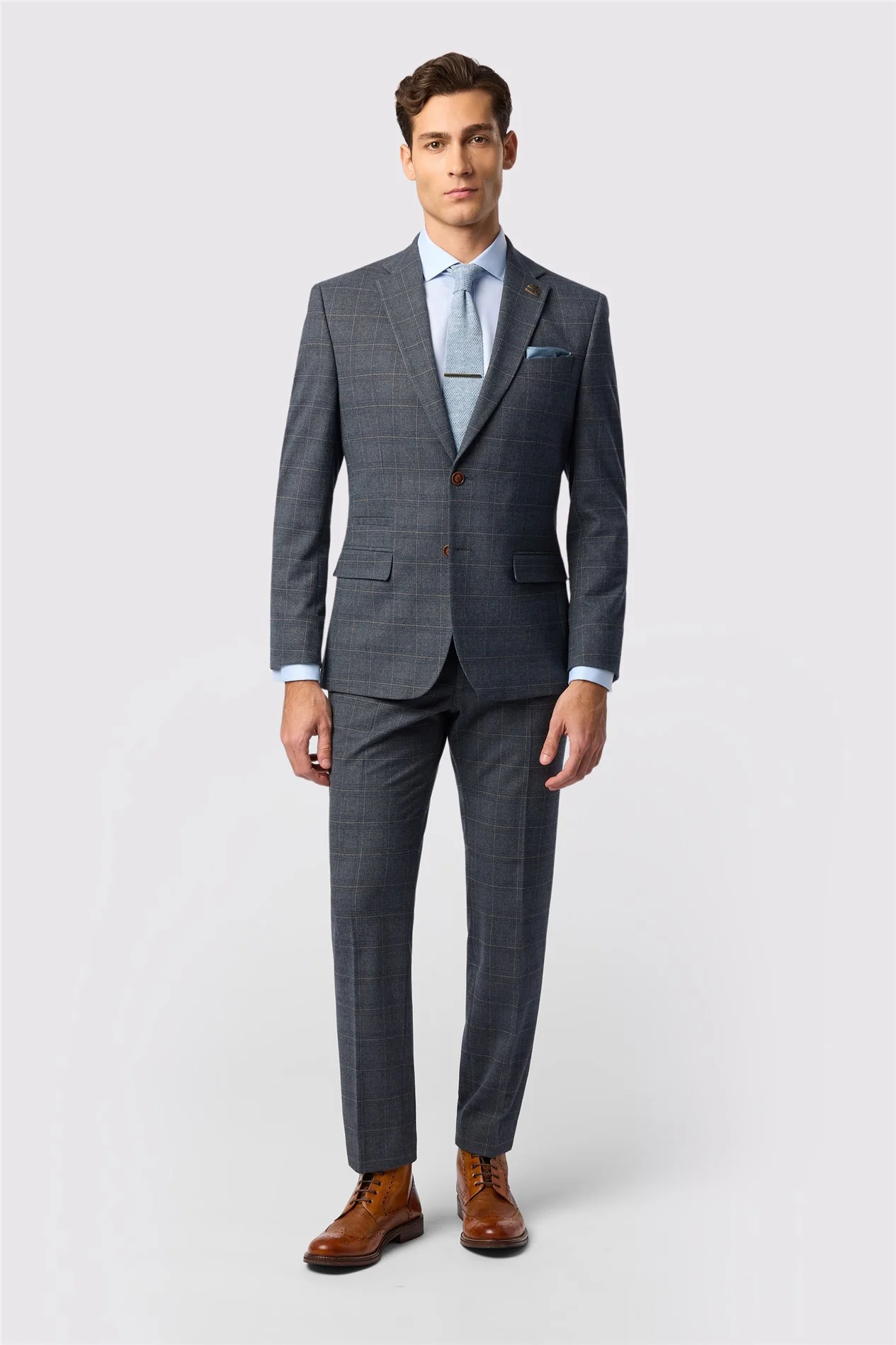 Antique Rogue Tailored Fit Maddoc Charcoal Tan Check Jacket thumbnail 3