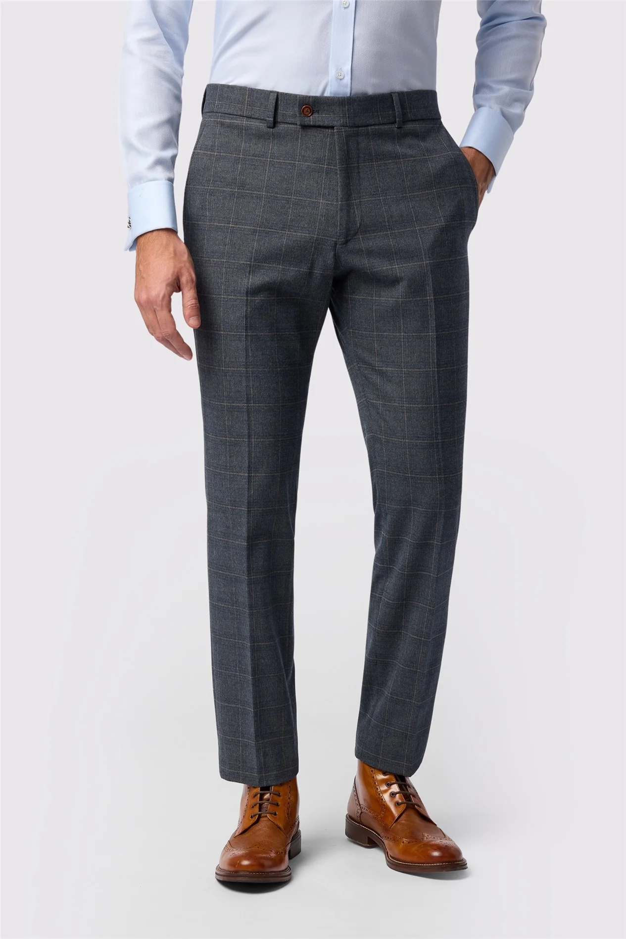 Antique Rogue Tailored Fit Maddoc Charcoal Tan Check Trouser primary image