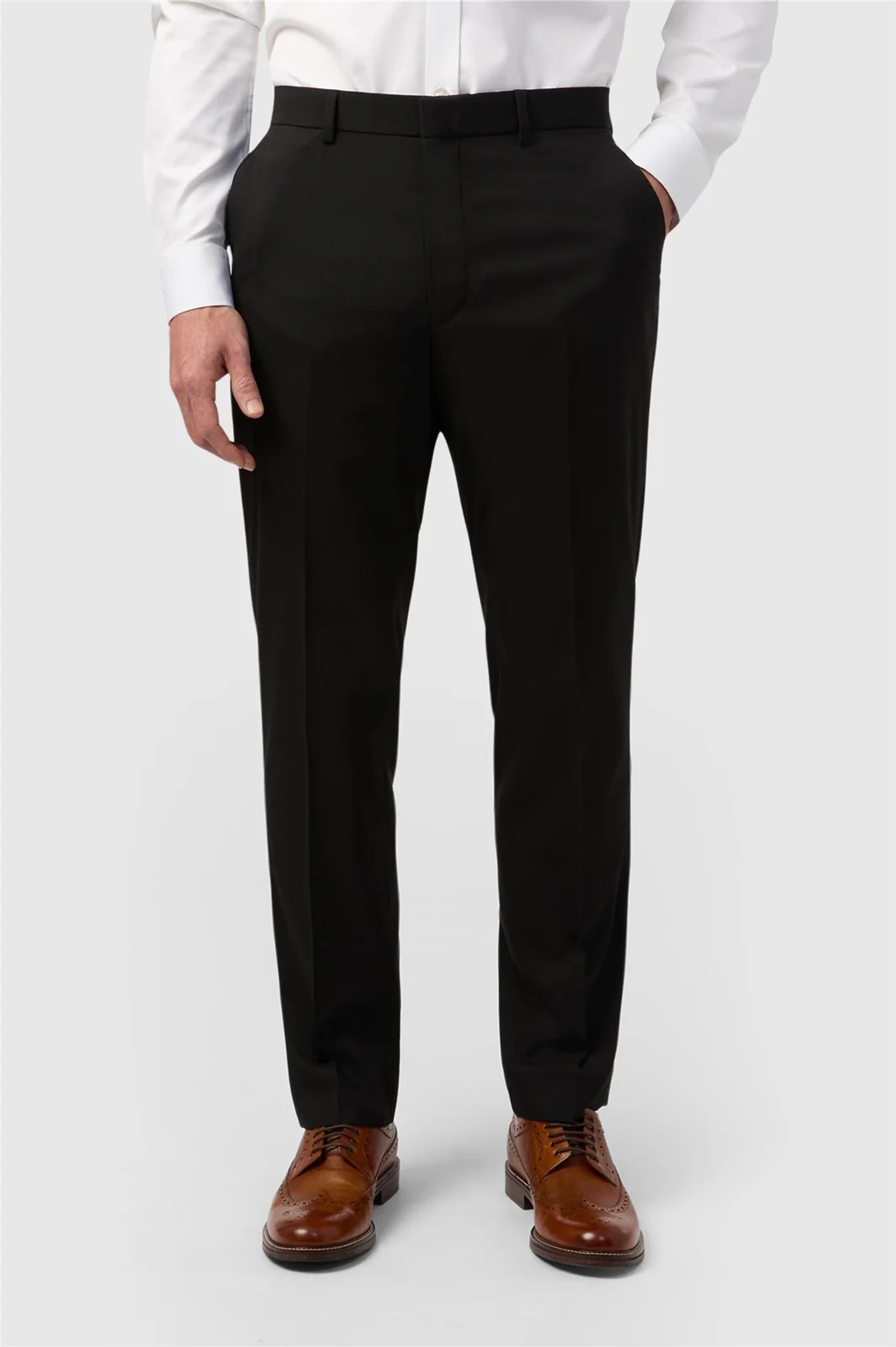 Limehaus Regular Fit Black Stretch Suit Trousers primary image