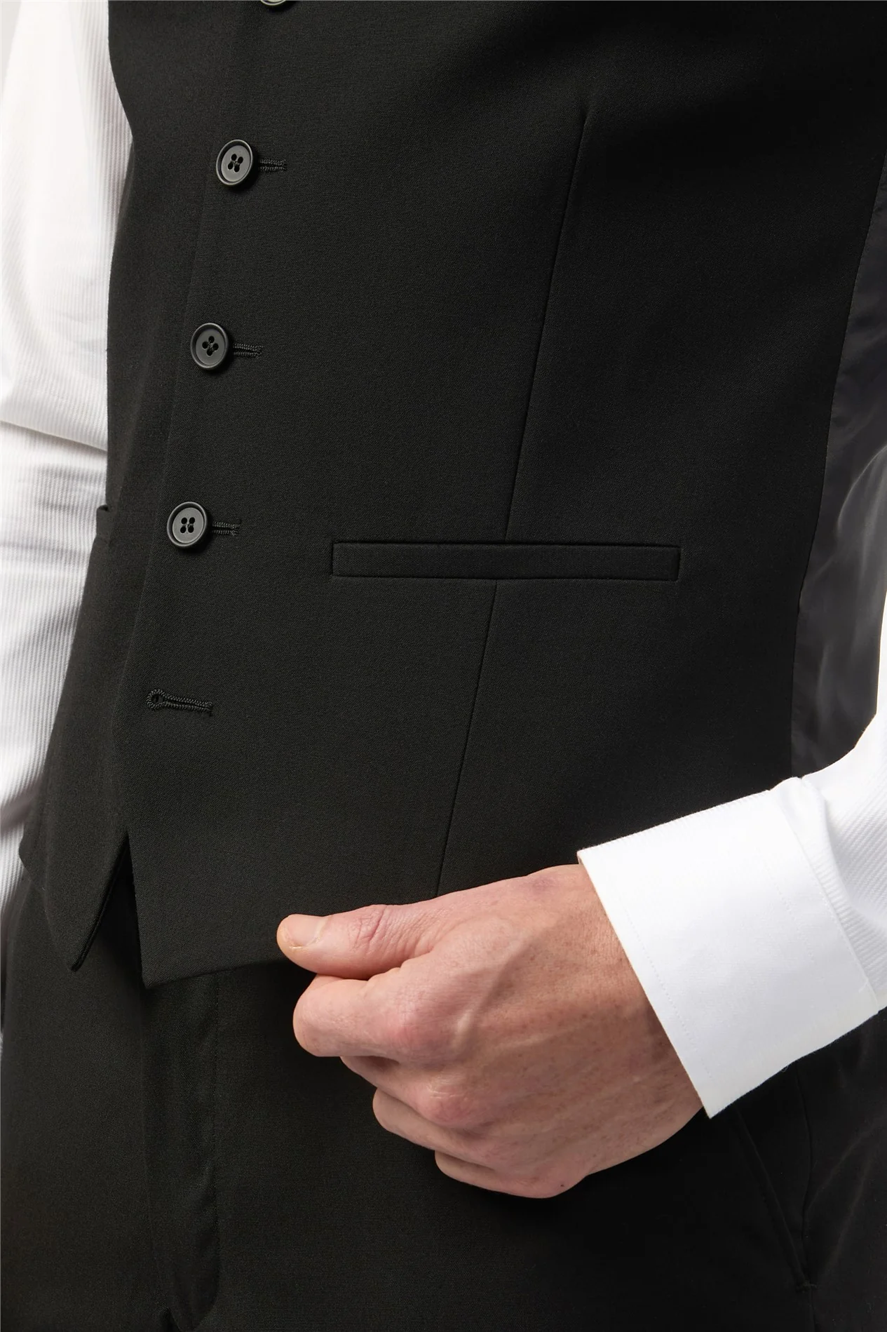 Limehaus Regular Fit Black Stretch Waistcoat thumbnail 2