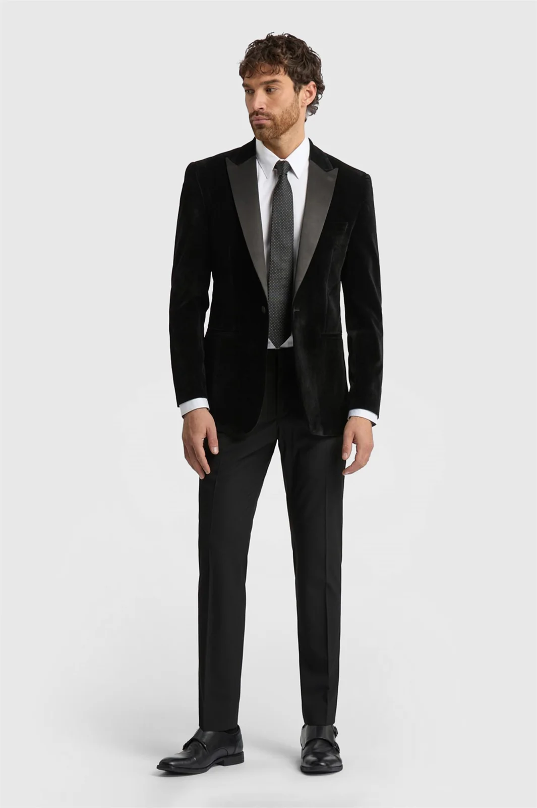 Limehaus Regular Fit Black Velvet Blazer thumbnail 2