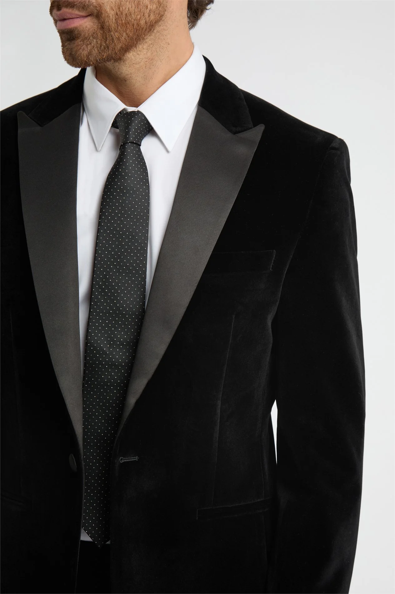 Limehaus Regular Fit Black Velvet Jacket thumbnail 3
