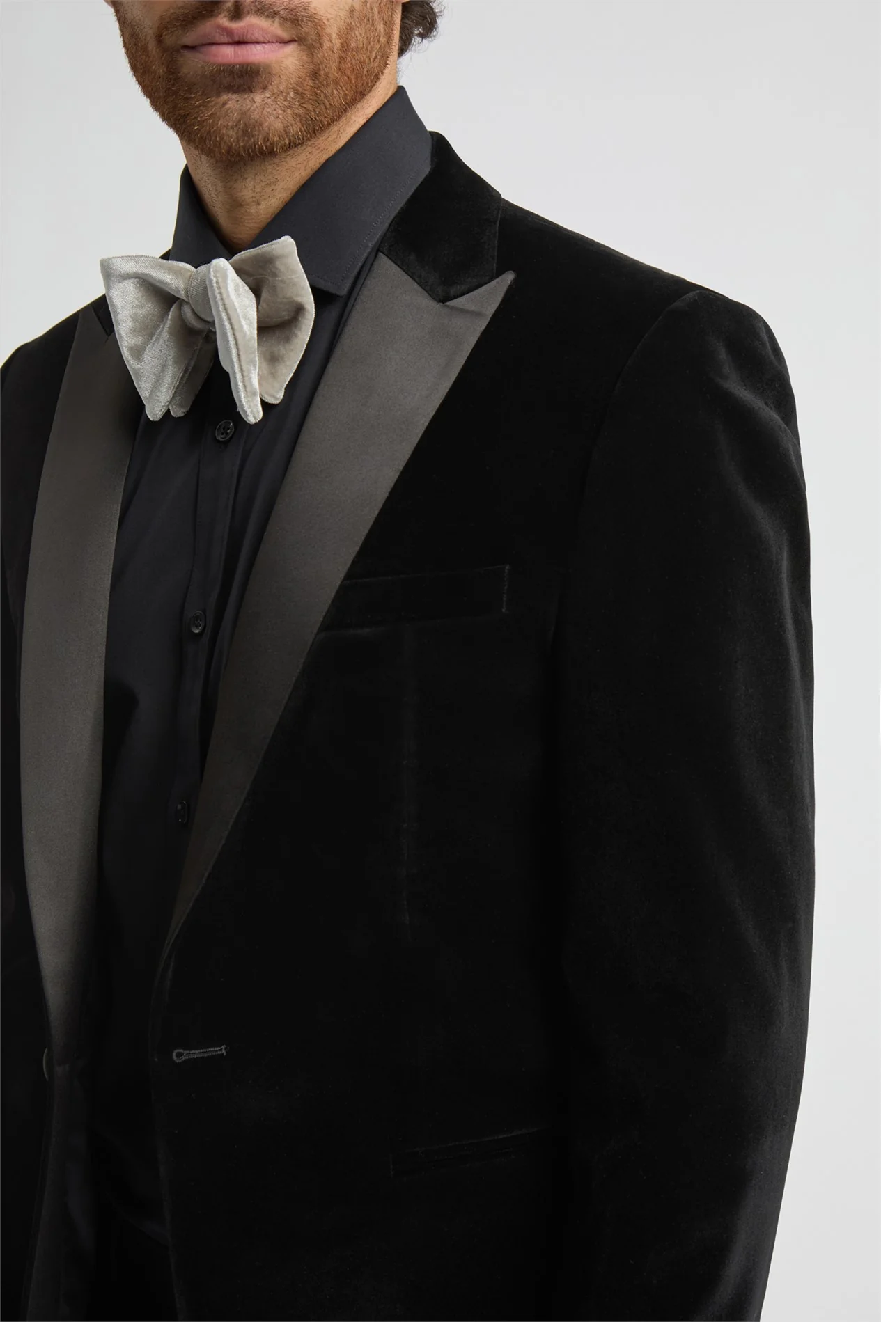 Limehaus Regular Fit Black Velvet Jacket thumbnail 5