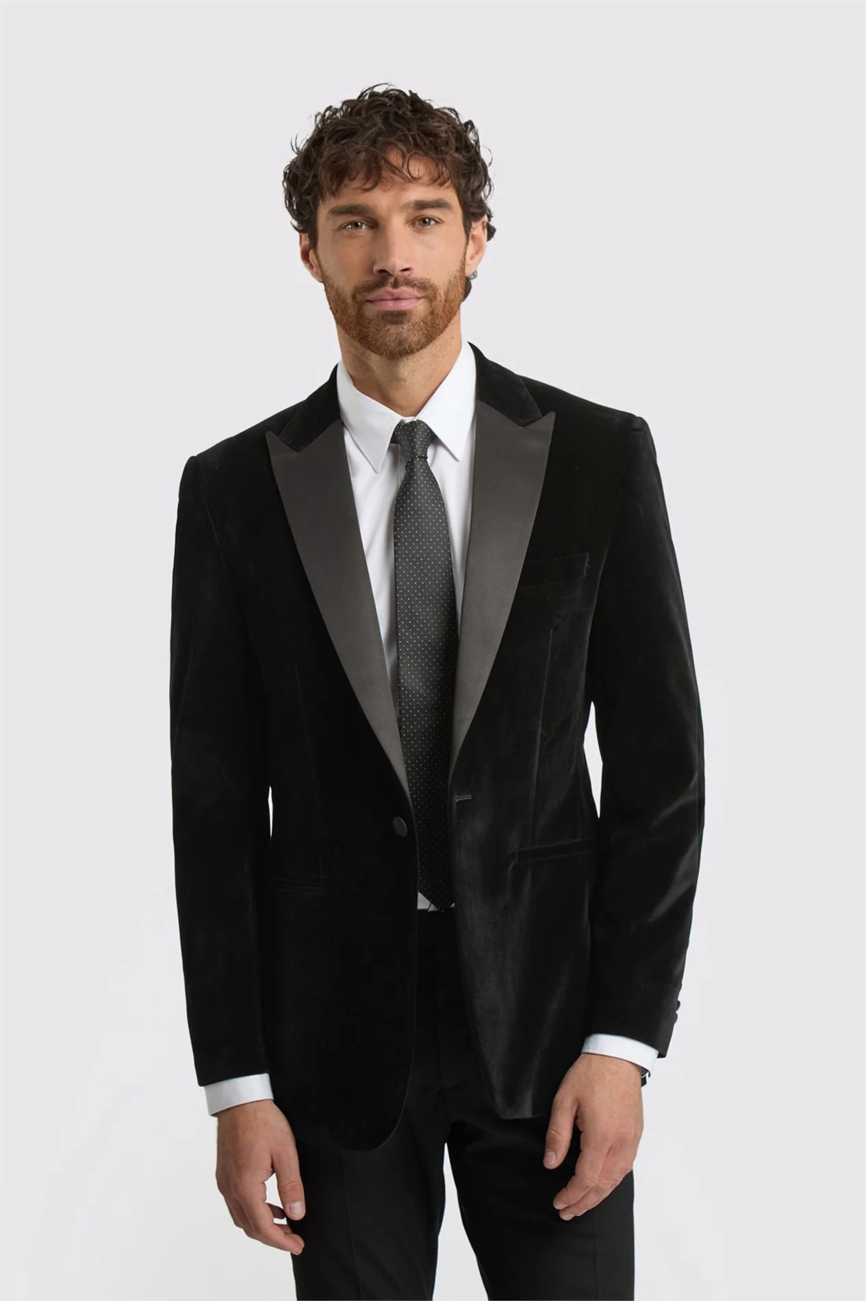 Limehaus Regular Fit Black Velvet Jacket primary image