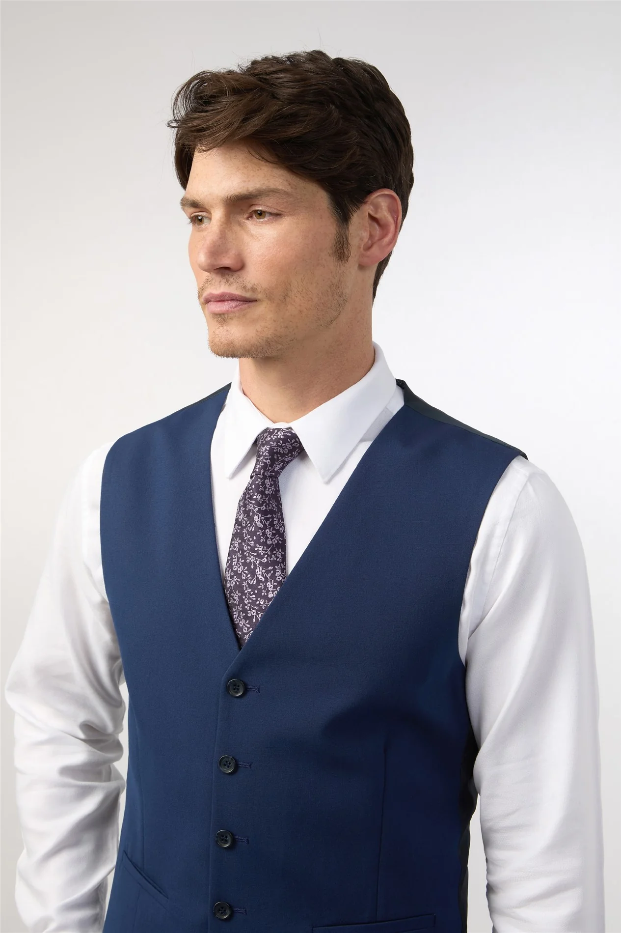 Limehaus Regular Fit Blue Waistcoat thumbnail 2