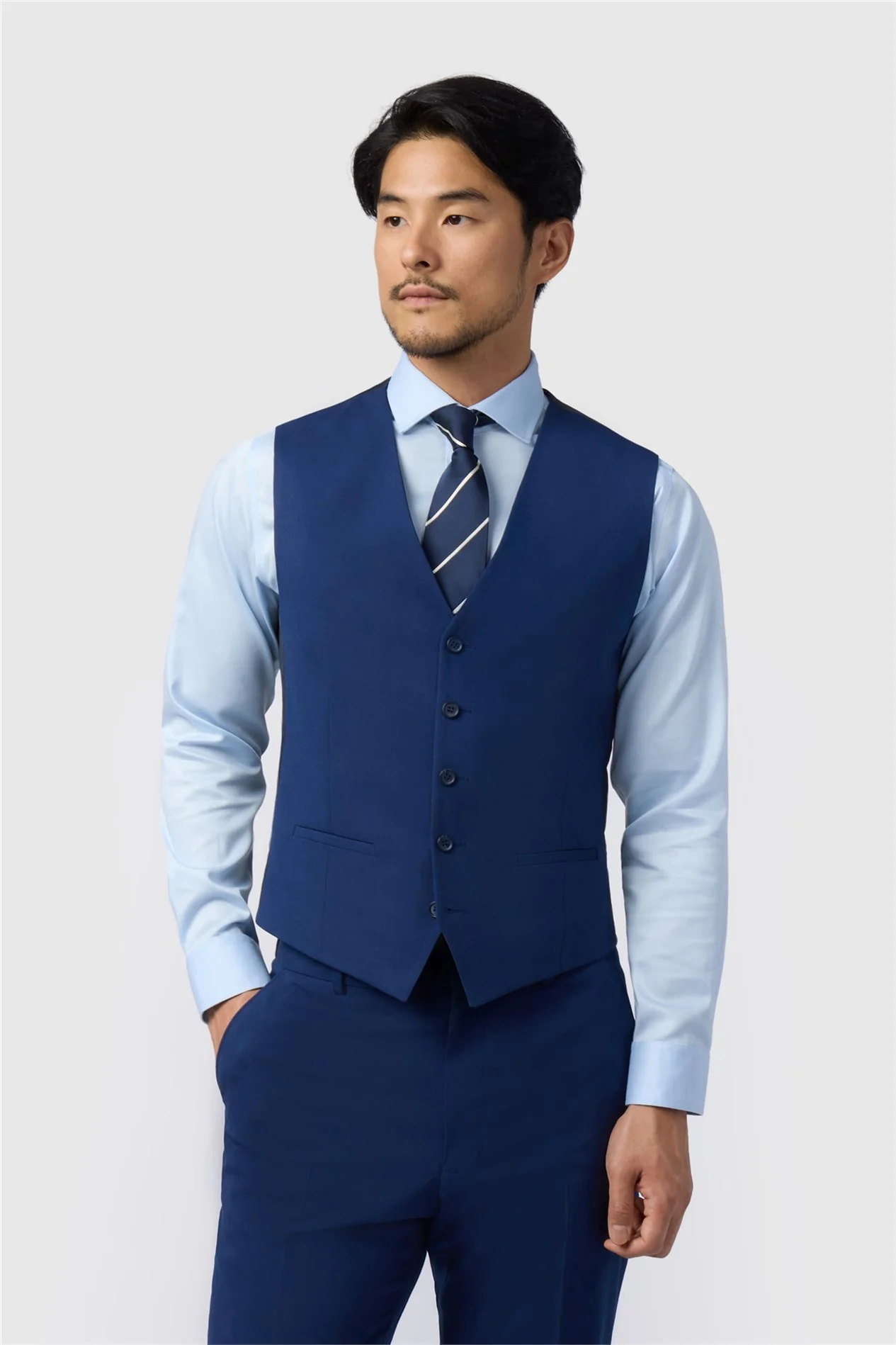 Limehaus Regular Fit Blue Waistcoat primary image