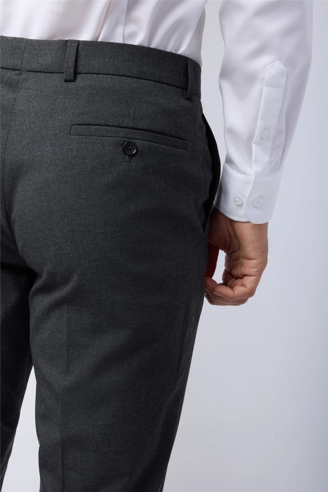 Limehaus Regular Fit Charcoal Stretch Trousers thumbnail 2