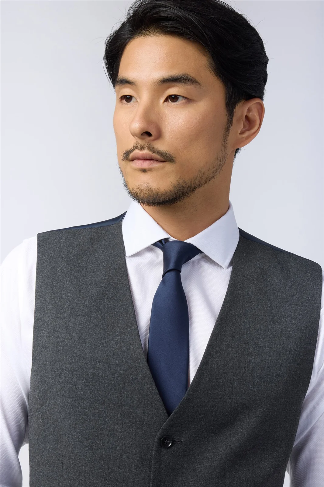 Limehaus Regular Fit Charcoal Stretch Waistcoat thumbnail 2