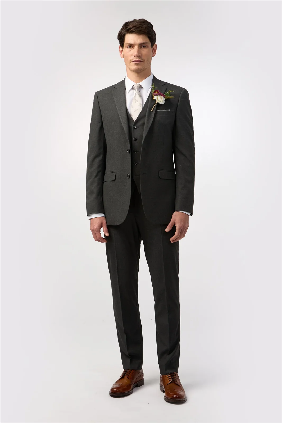 Limehaus Regular Fit Charcoal Stretch Waistcoat thumbnail 3