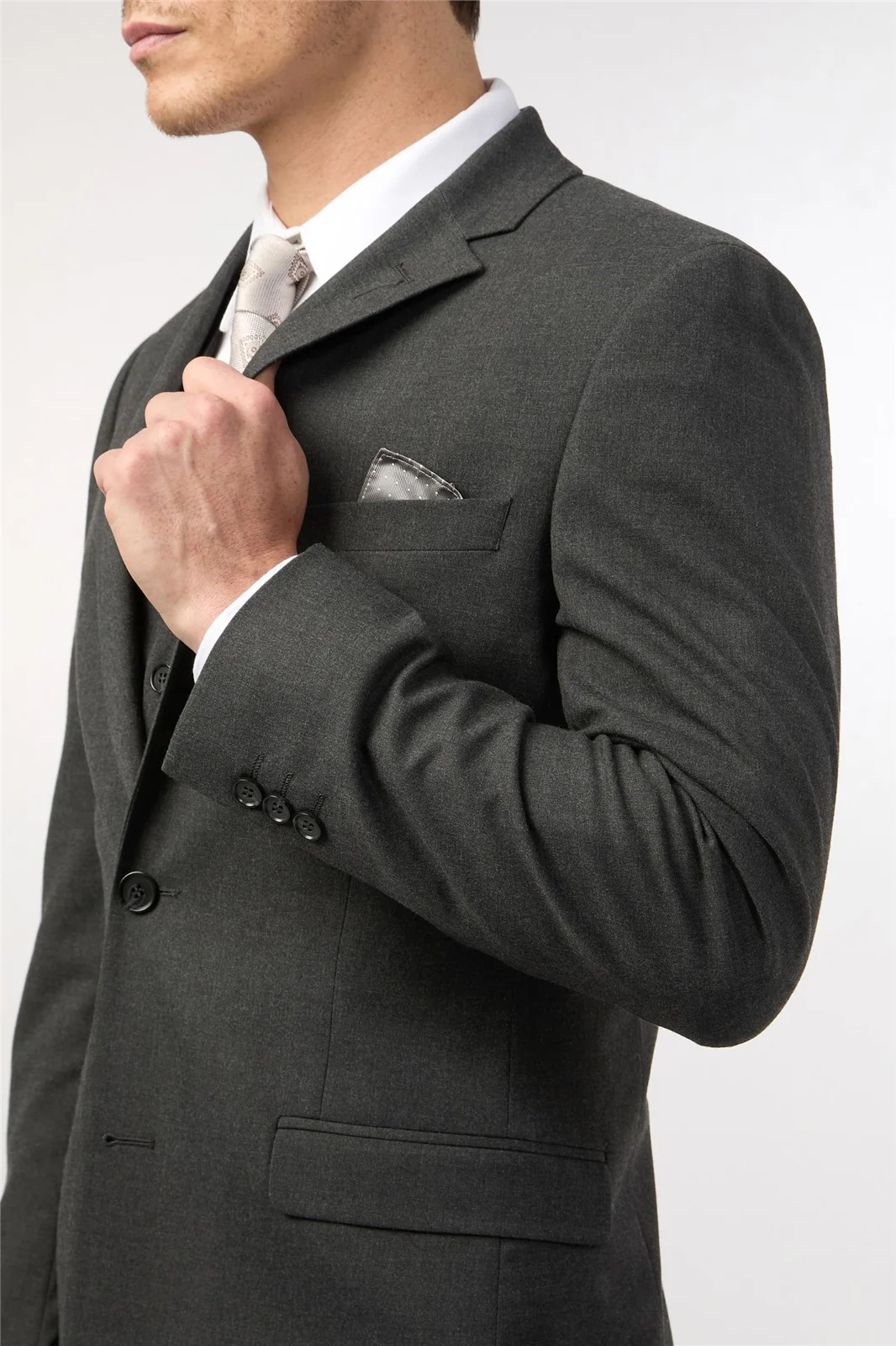 Limehaus Regular Fit Charcoal Stretch Waistcoat thumbnail 5