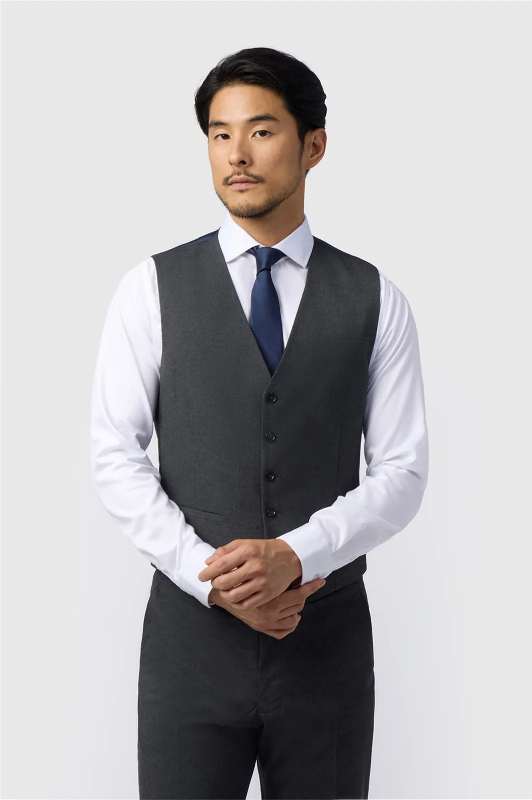 Limehaus Regular Fit Charcoal Stretch Waistcoat primary image
