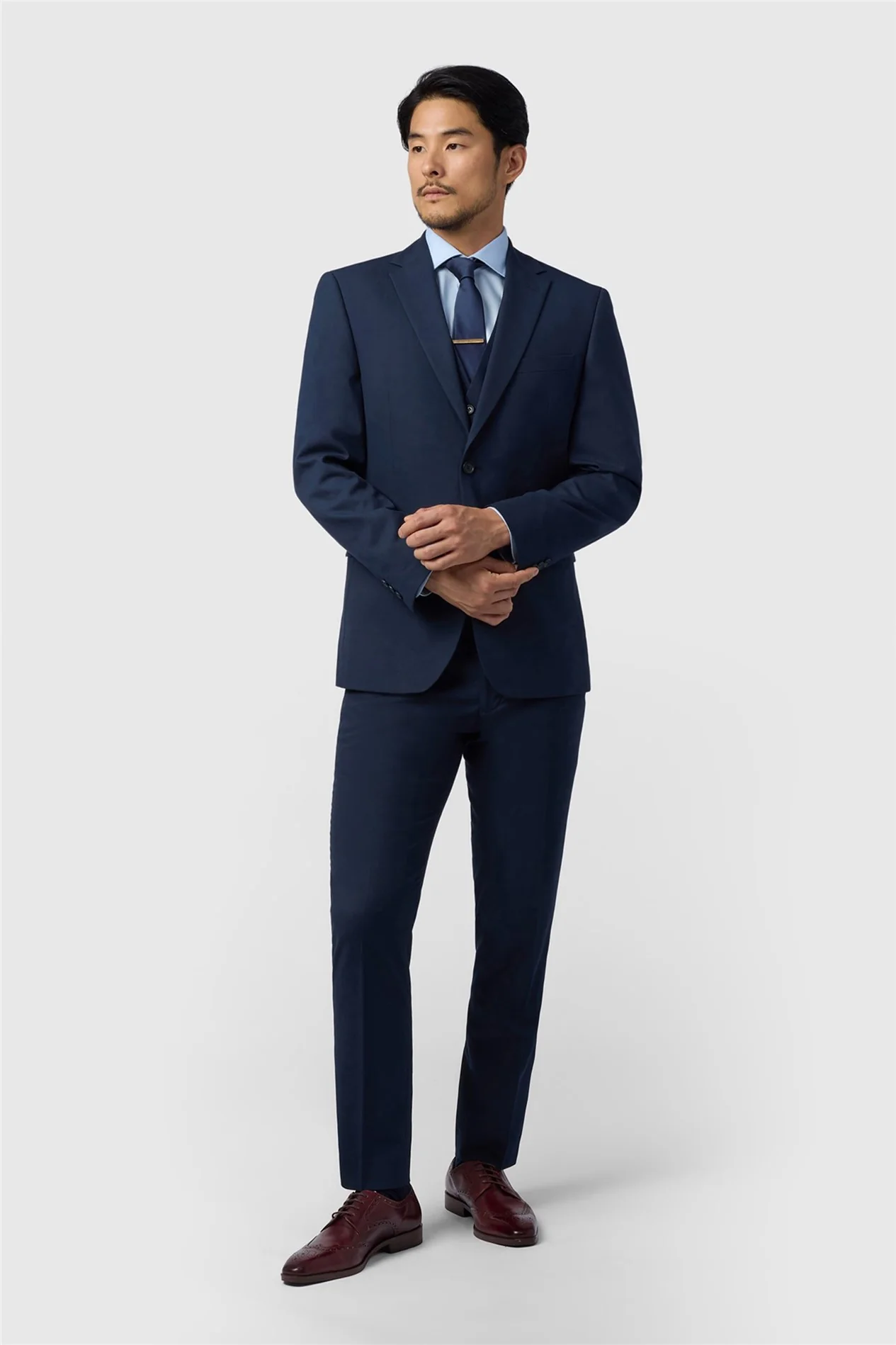 Limehaus Regular Fit Navy Stretch Trousers thumbnail 2