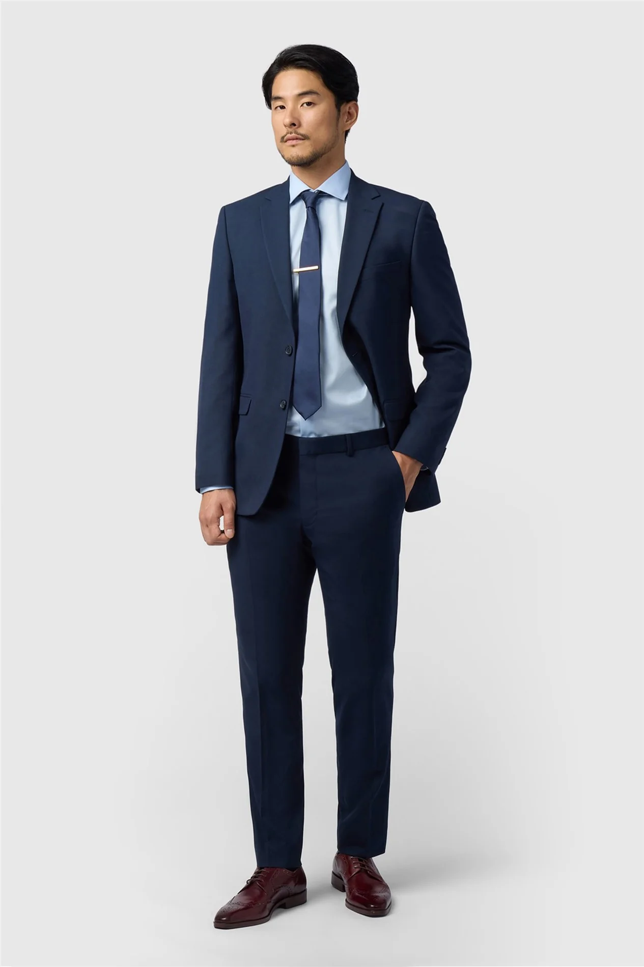 Limehaus Regular Fit Navy Stretch Trousers thumbnail 3