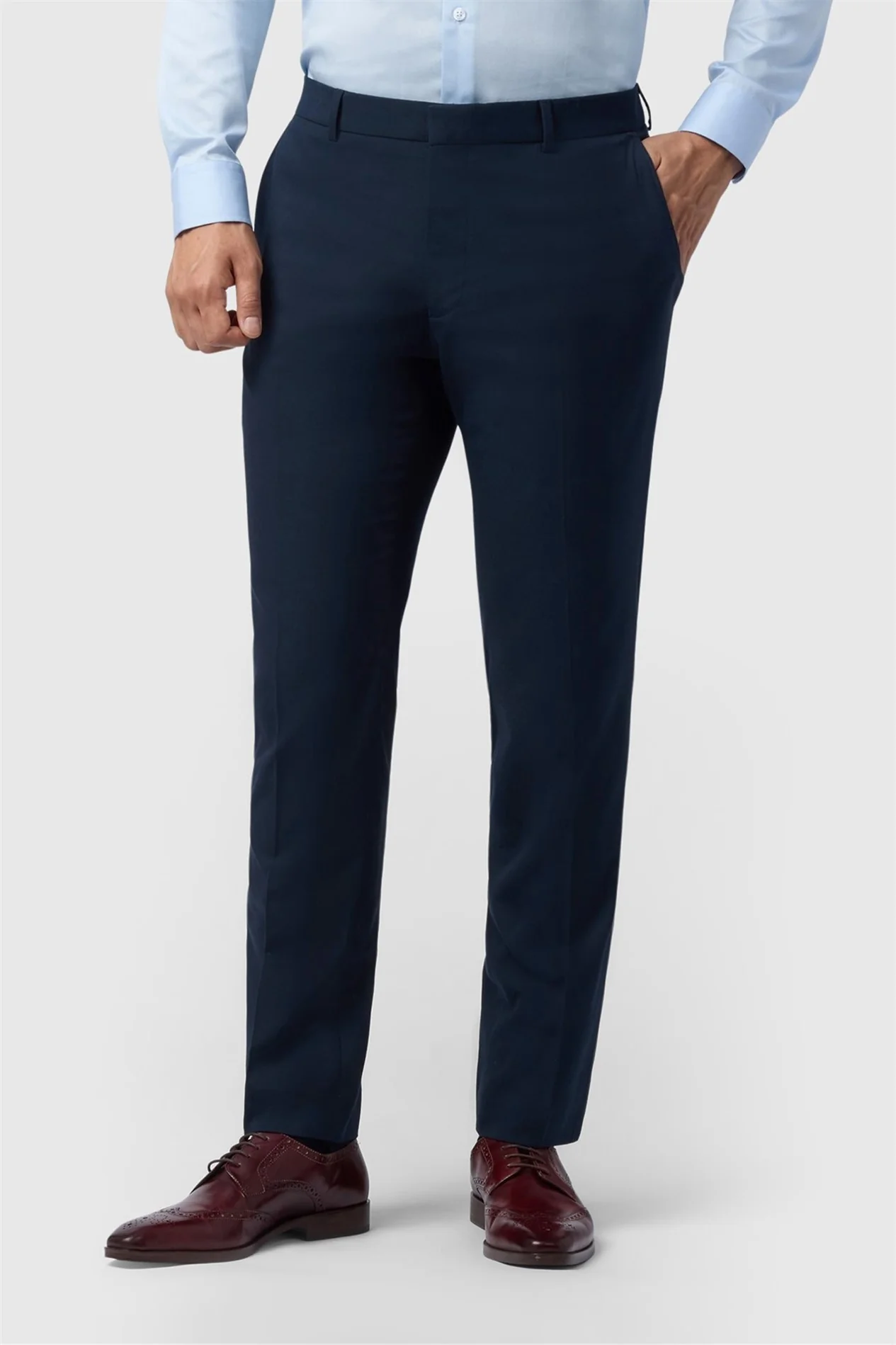 Limehaus Regular Fit Navy Stretch Trousers