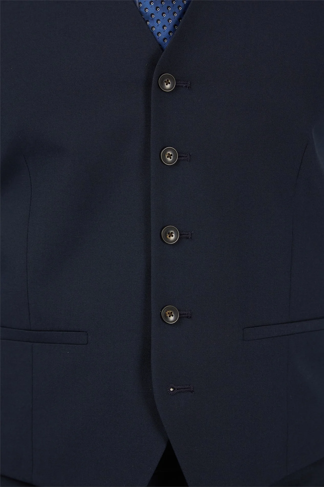 Limehaus Regular Fit Navy Stretch Waistcoat thumbnail 3