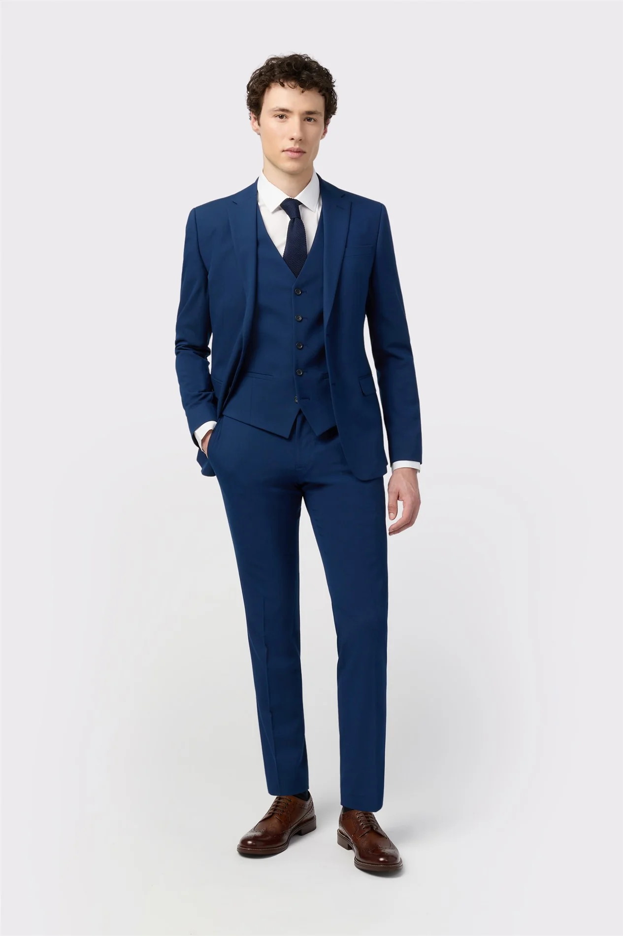 Limehaus Skinny Fit Blue Stretch Jacket thumbnail 2