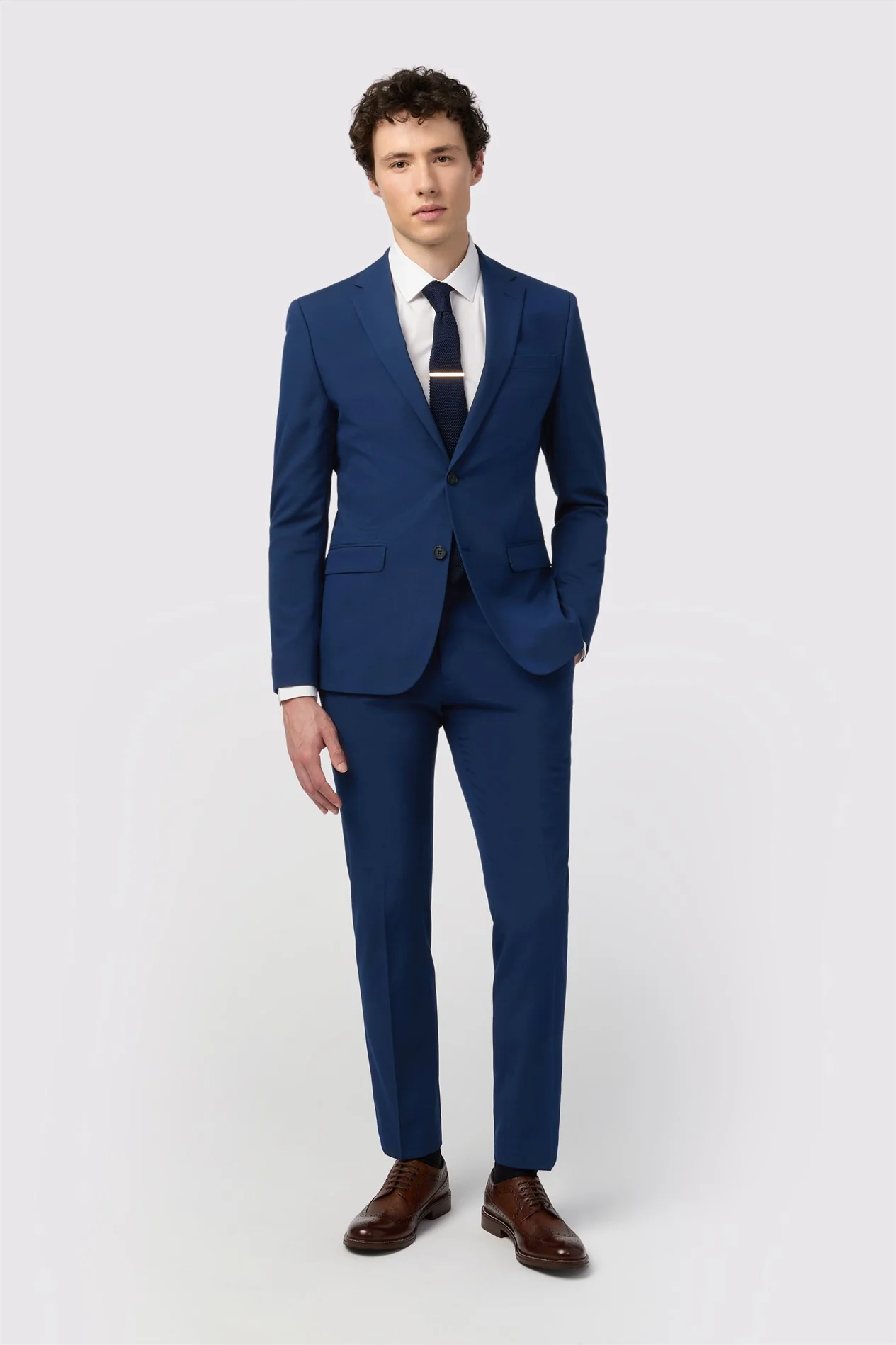 Limehaus Skinny Fit Blue Stretch Jacket thumbnail 3